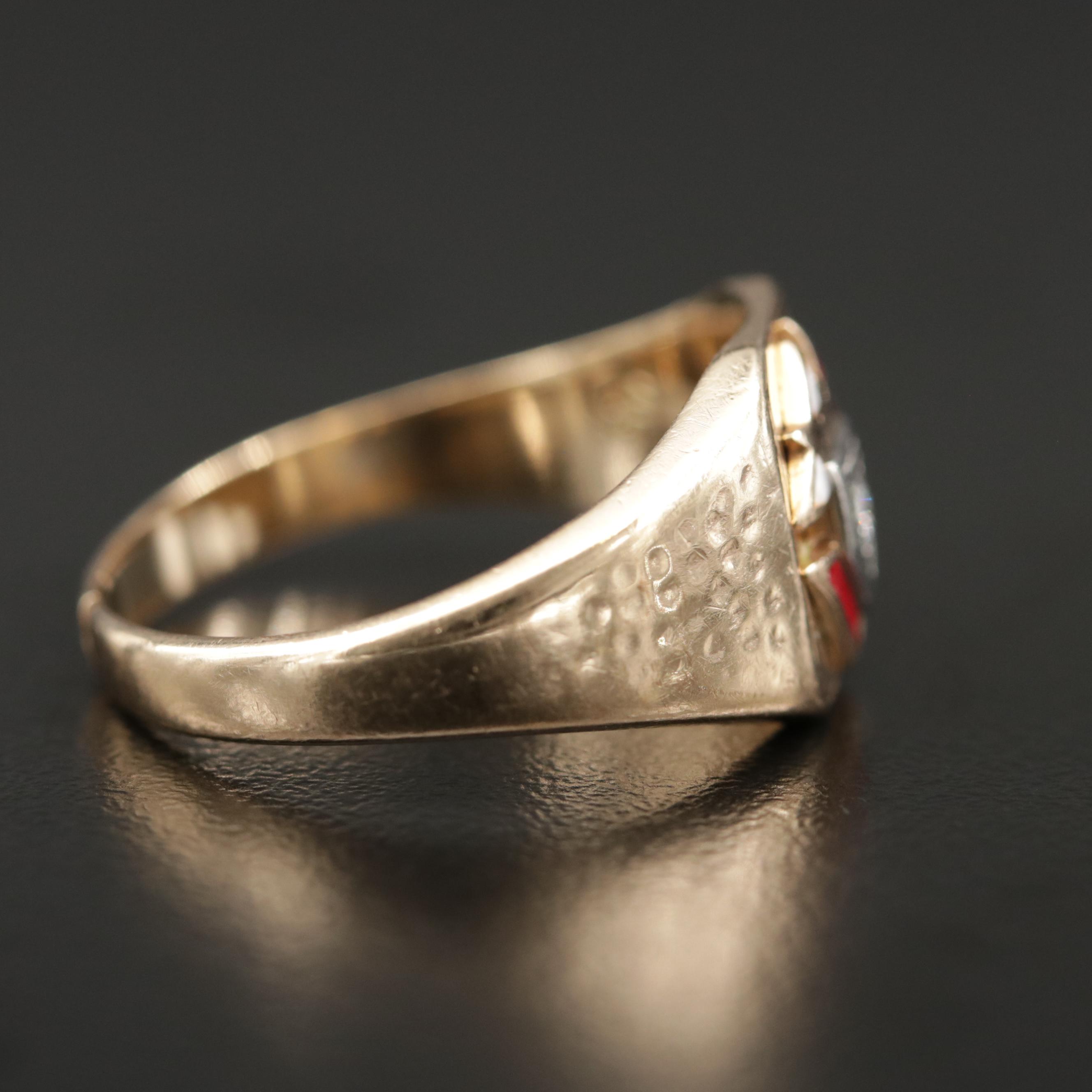 Vintage 10K Yellow Gold  Diamond Knights of Columbus Ring