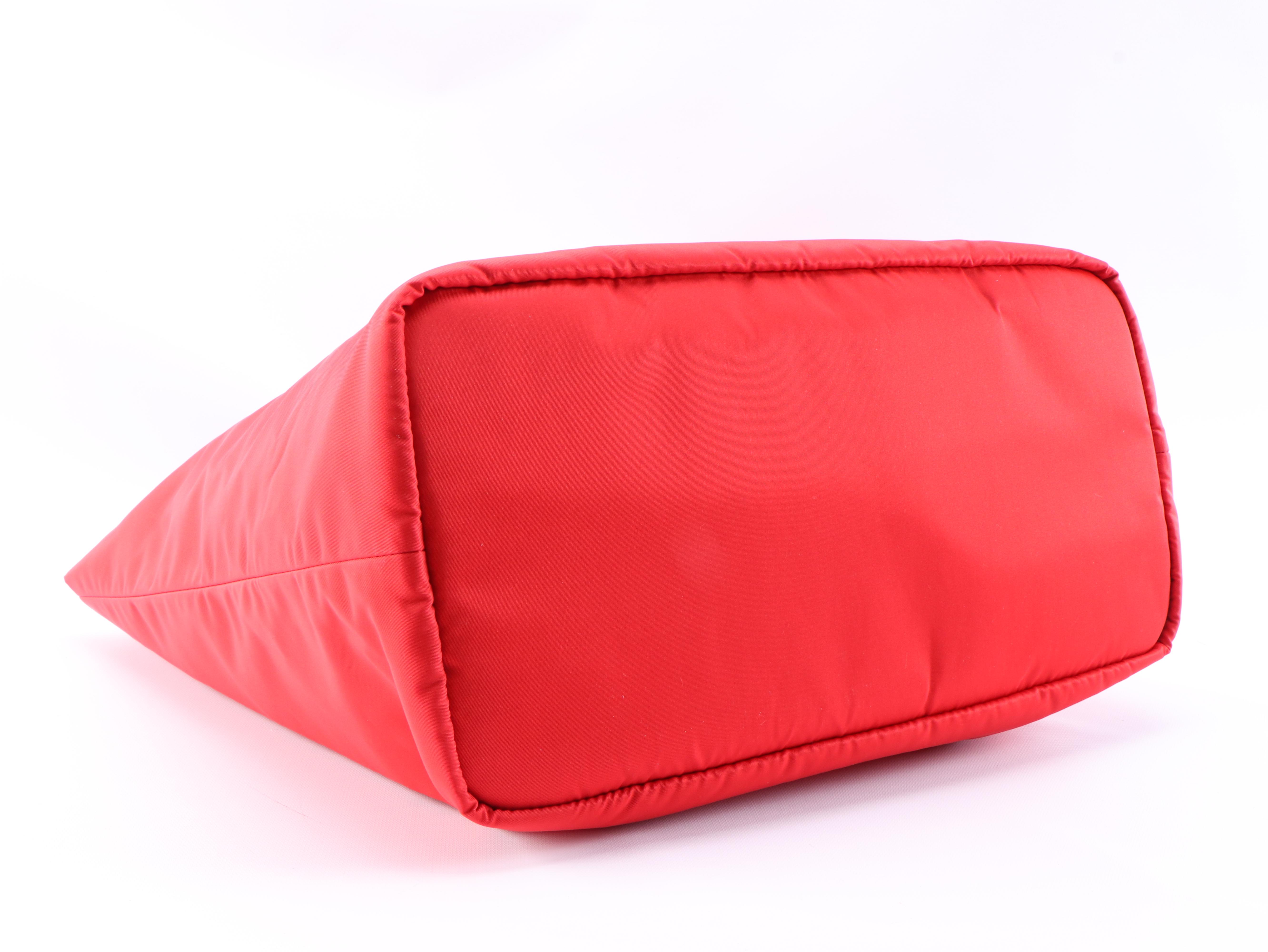 Prada Technical Tote in Red Tessuto Nylon with Black Leather Trim