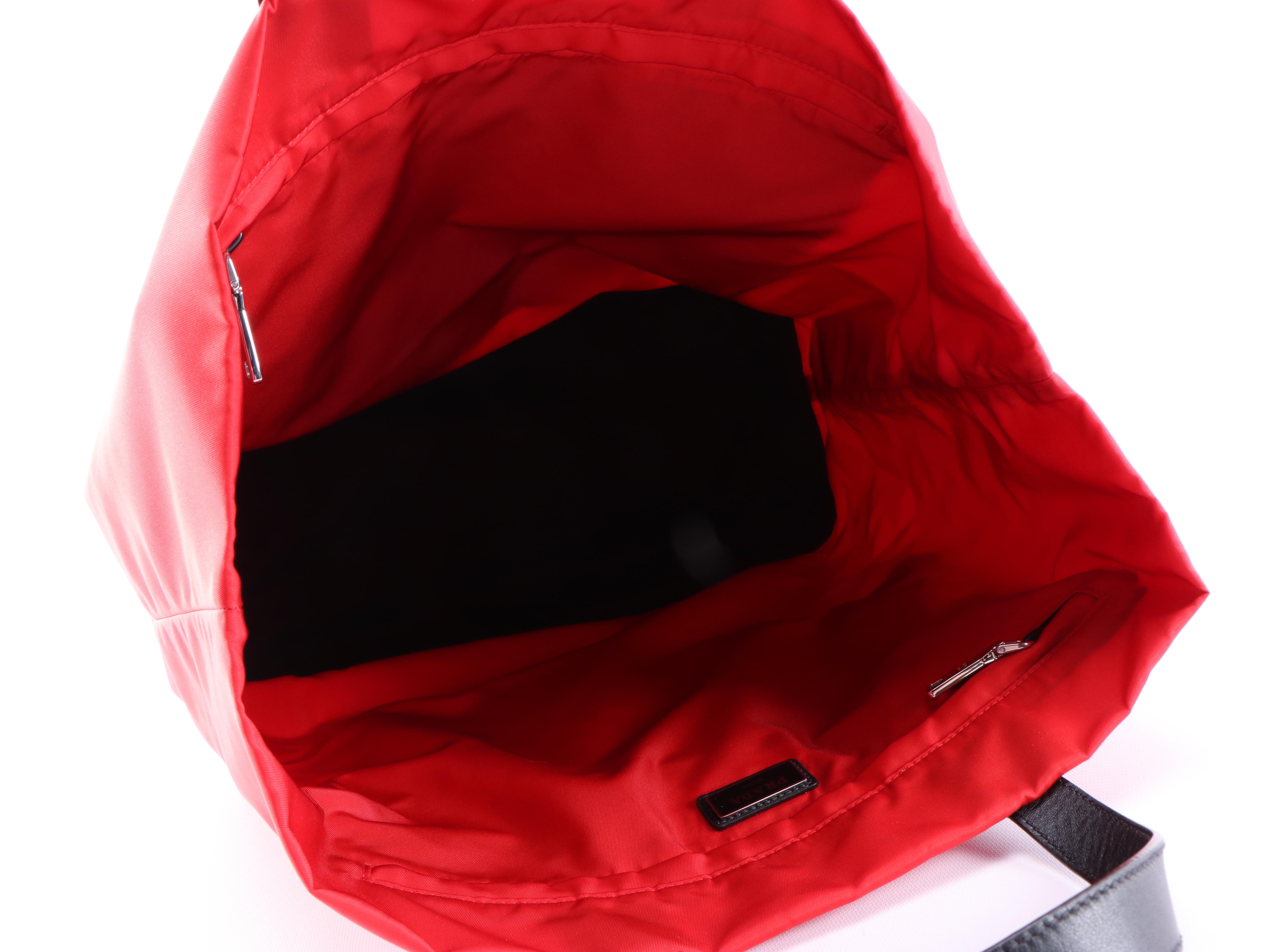 Prada Technical Tote in Red Tessuto Nylon with Black Leather Trim