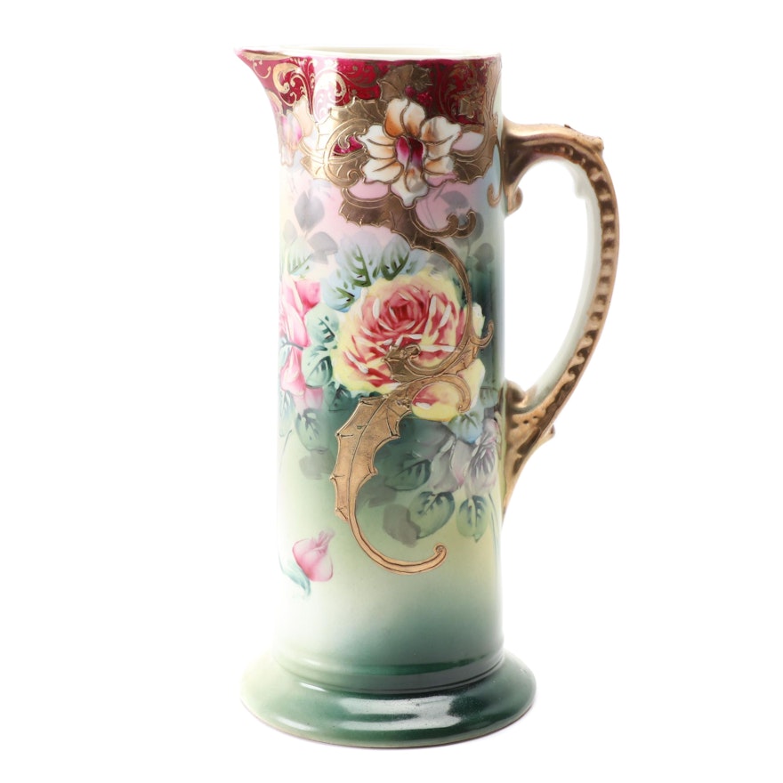 Japanese Hand-Painted Porcelain Pitcher, Early 20th Century
