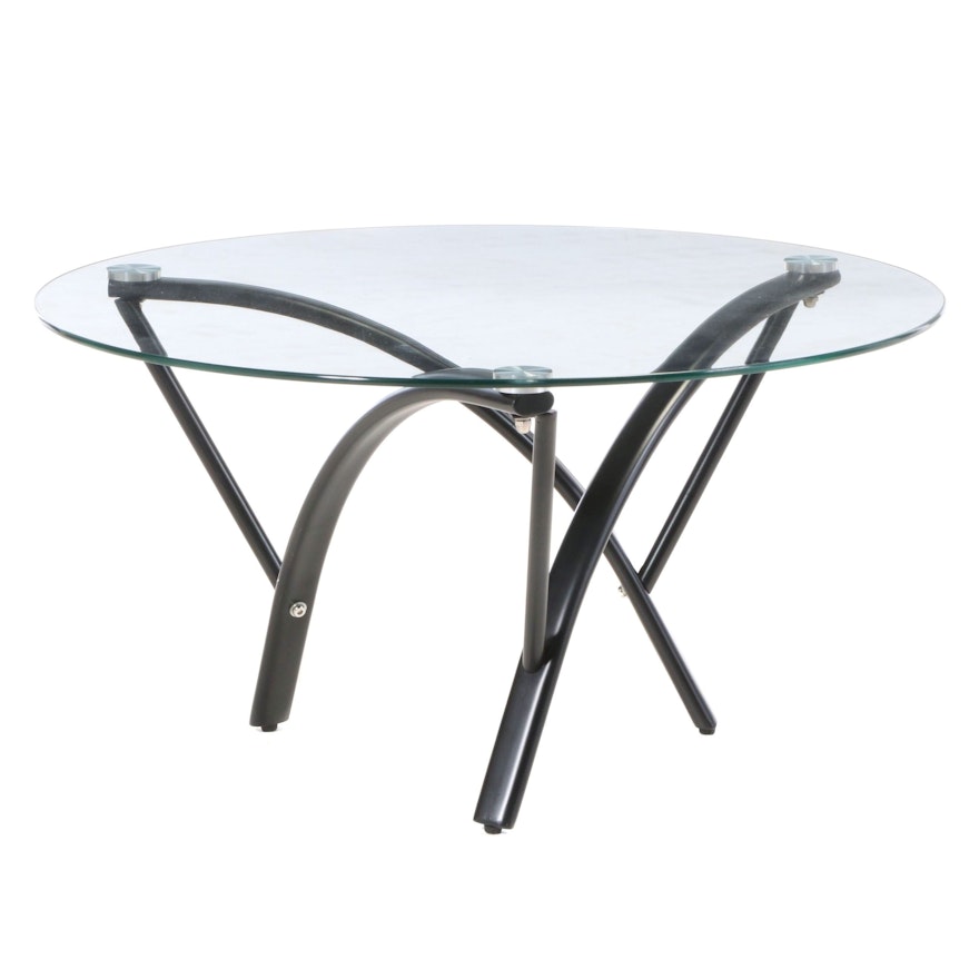 Modernist Style Metal and Glass Top Coffee Table