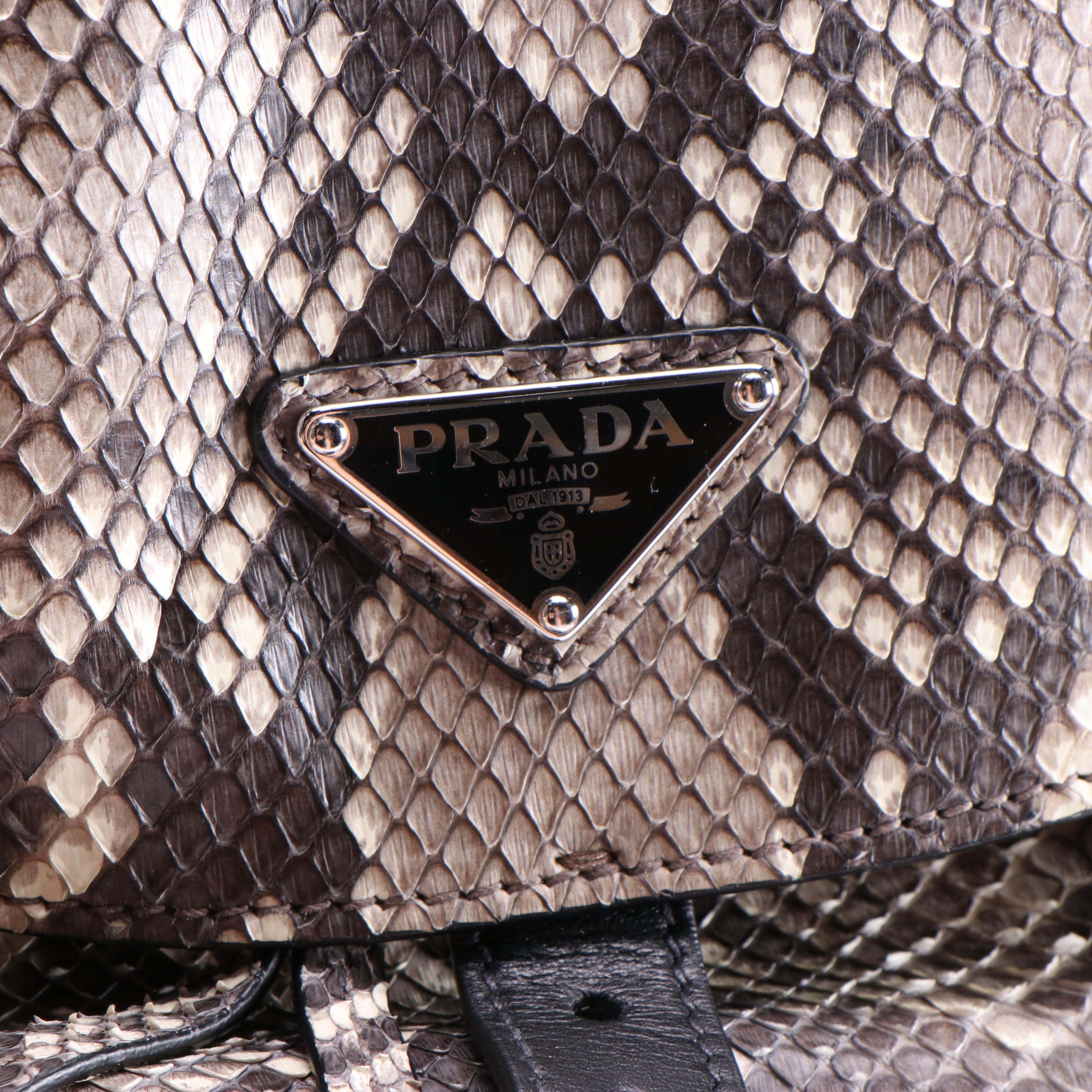 Prada Python and Black Leather Double Pocket Medium Backpack