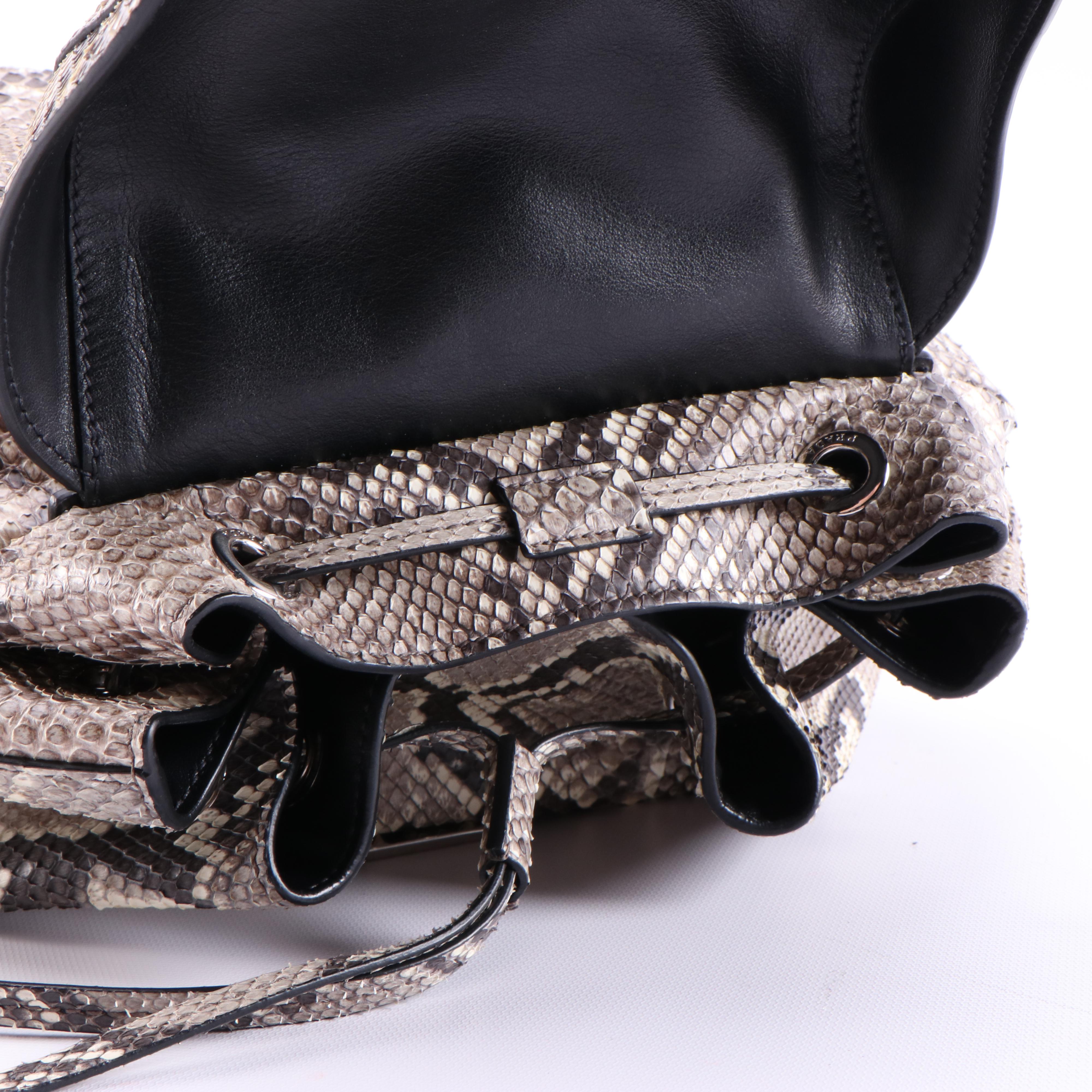Prada Python and Black Leather Double Pocket Medium Backpack