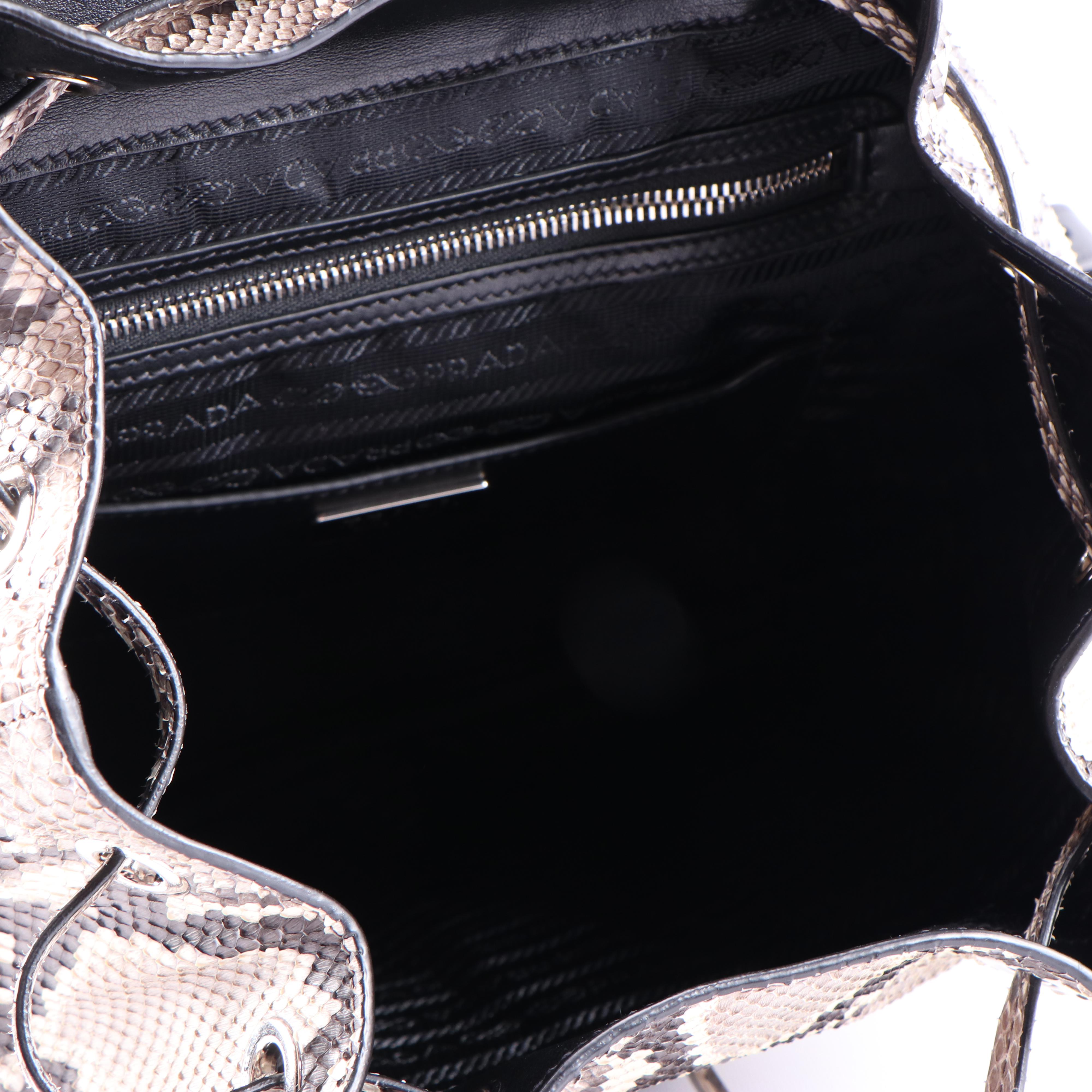 Prada Python and Black Leather Double Pocket Medium Backpack