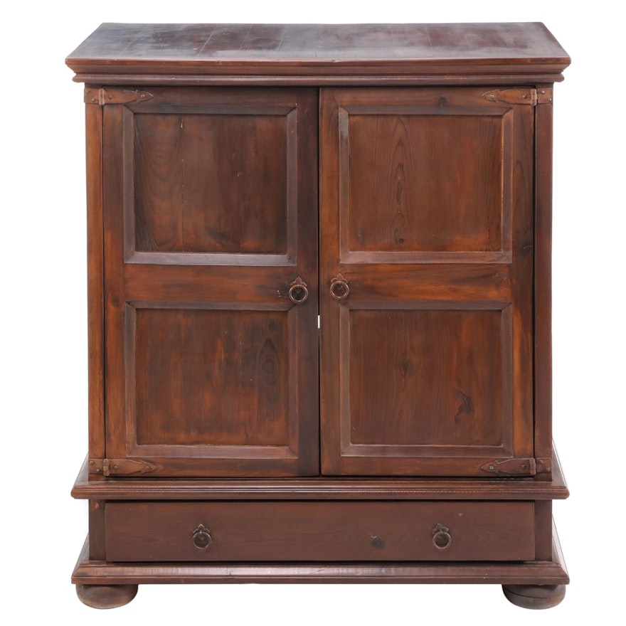 Stained Pine Media Cabinet, Late 20th Century