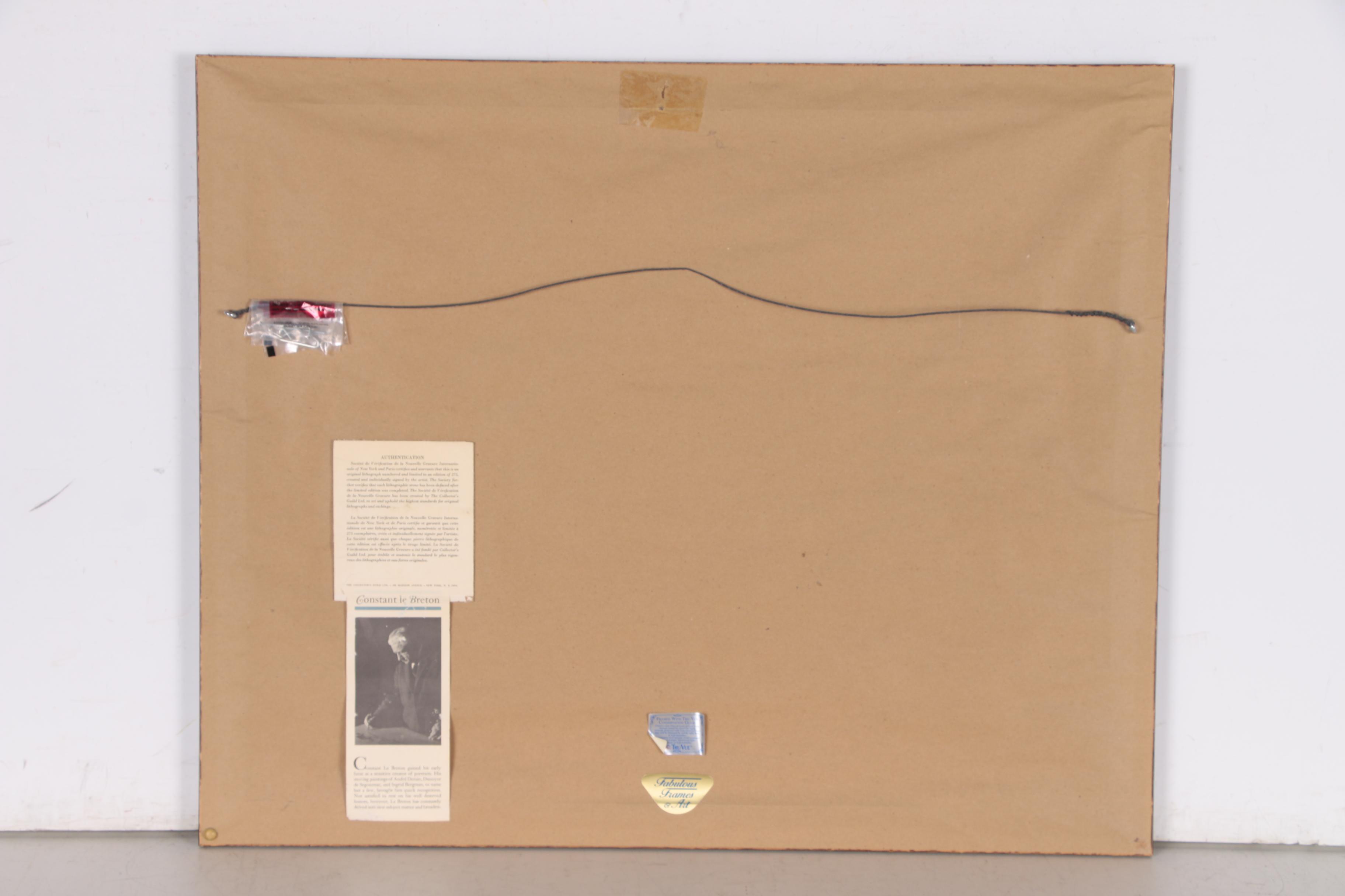 Constant Le Breton Color Lithograph of French Cityscape