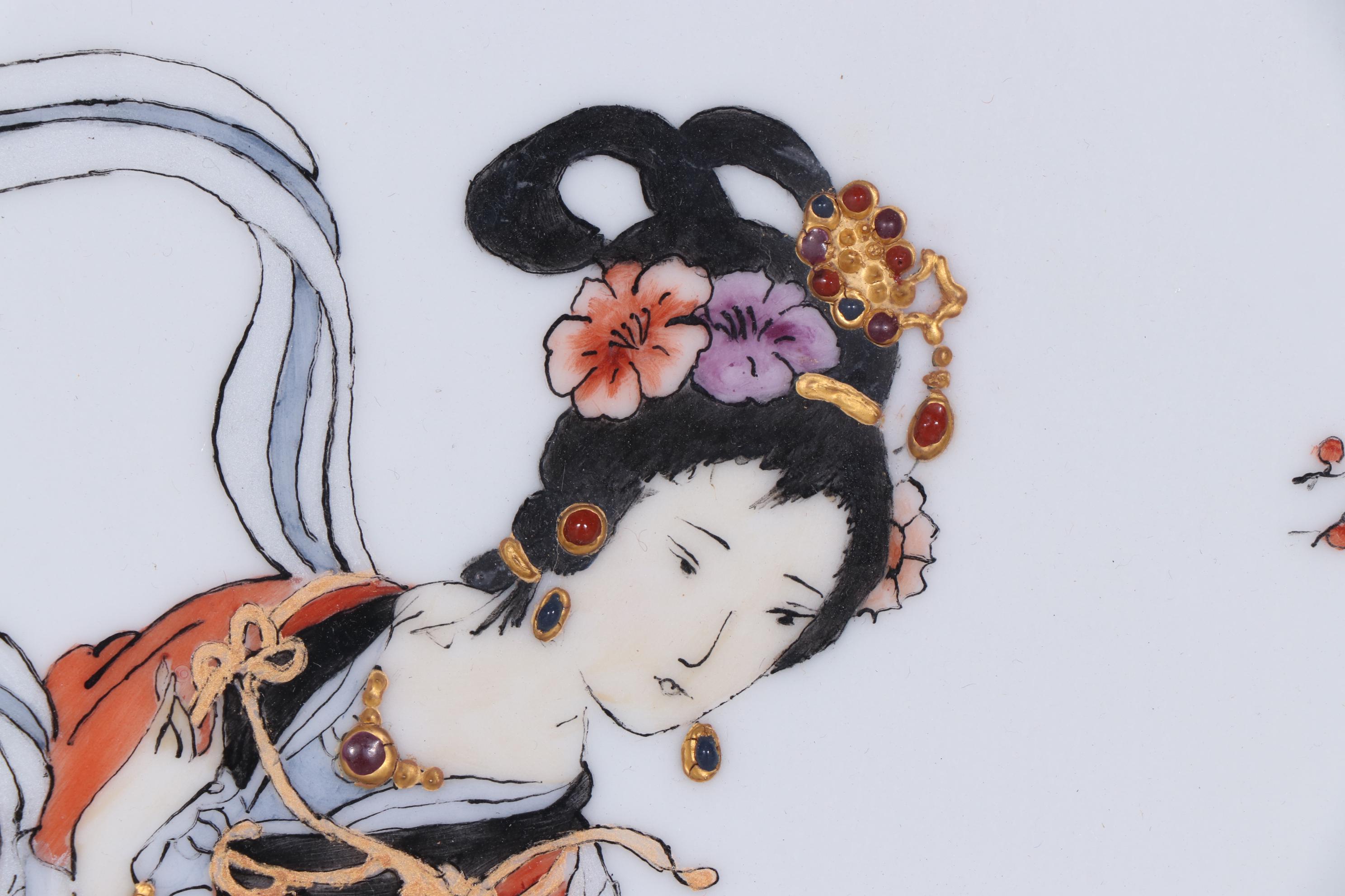 M. Vella East Asian Genre Scene Porcelain Painting, 1989