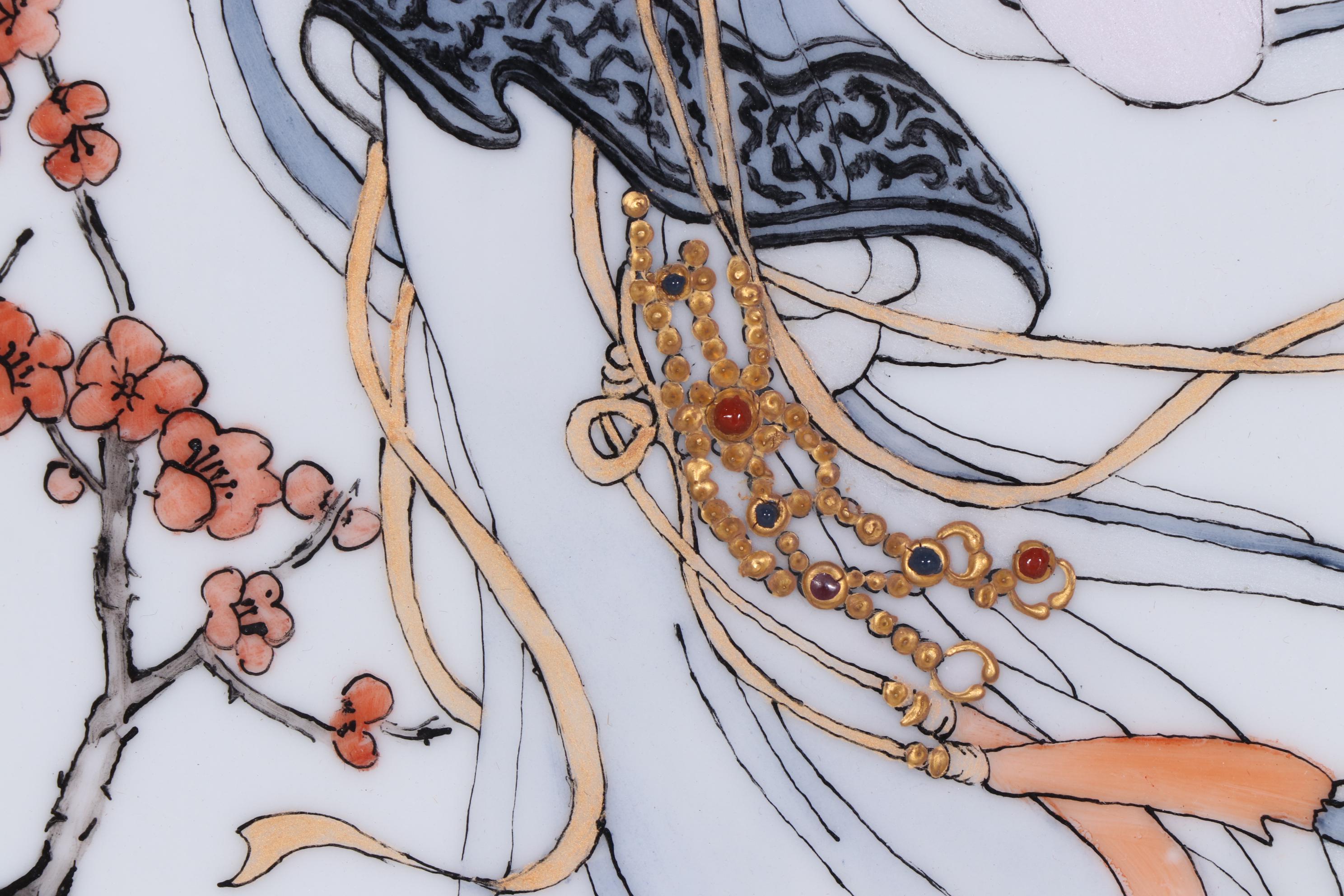 M. Vella East Asian Genre Scene Porcelain Painting, 1989