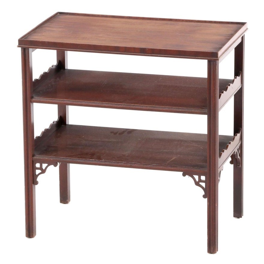 Chippendale Style Mahogany Tiered End Table, Mid-20th Century
