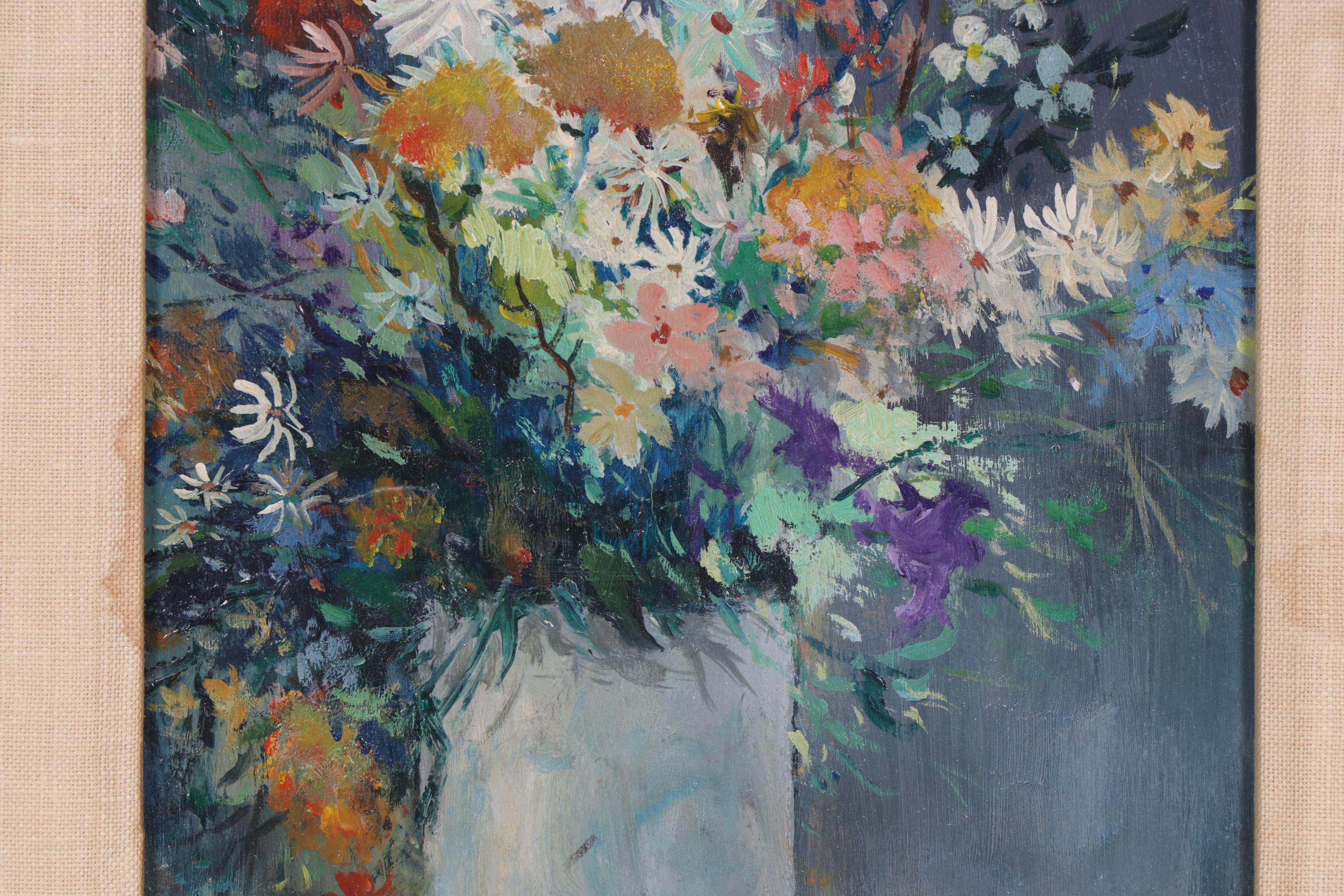 1968 Still Life of Flowers Oil Painting
