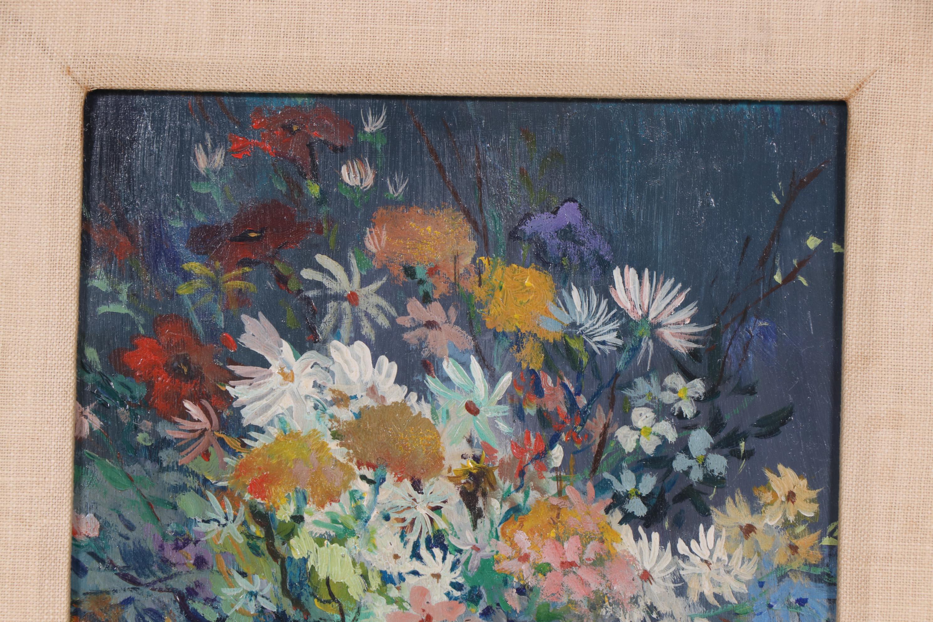 1968 Still Life of Flowers Oil Painting