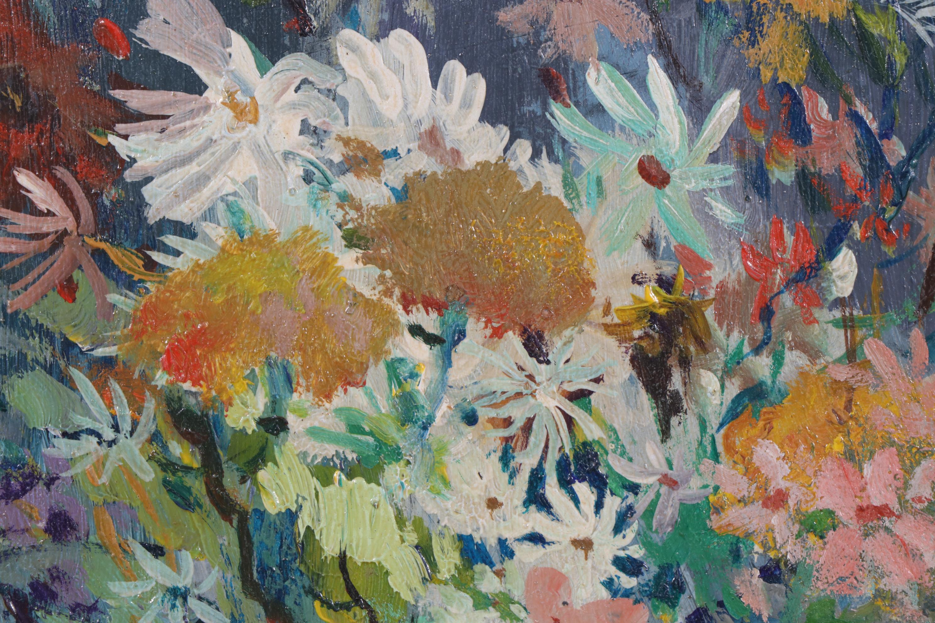 1968 Still Life of Flowers Oil Painting