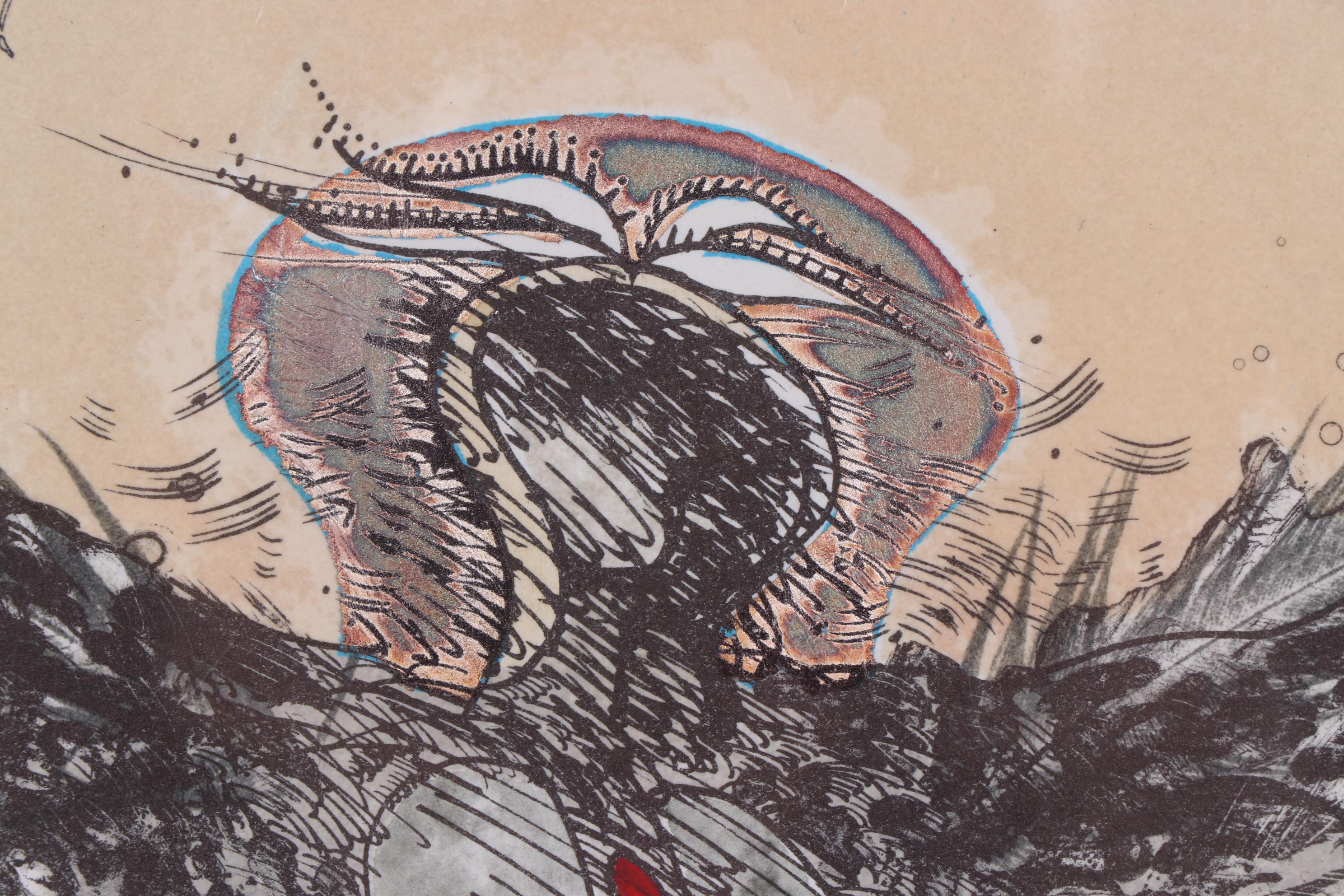 Valérie Jacobs Color Lithograph with Silver Leaf "I Left the Vessel in a Dream"