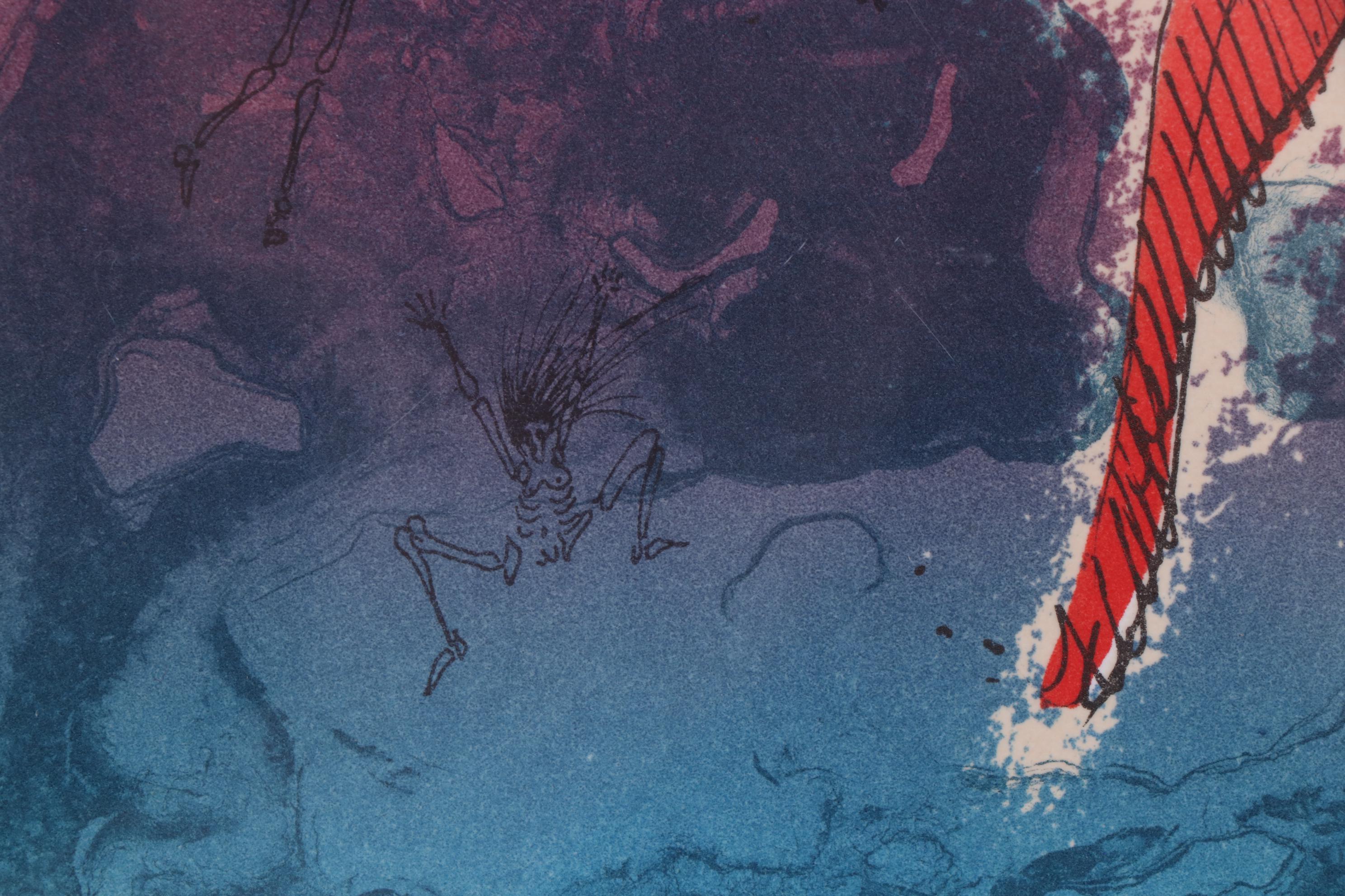 Valérie Jacobs Color Lithograph with Silver Leaf "I Left the Vessel in a Dream"