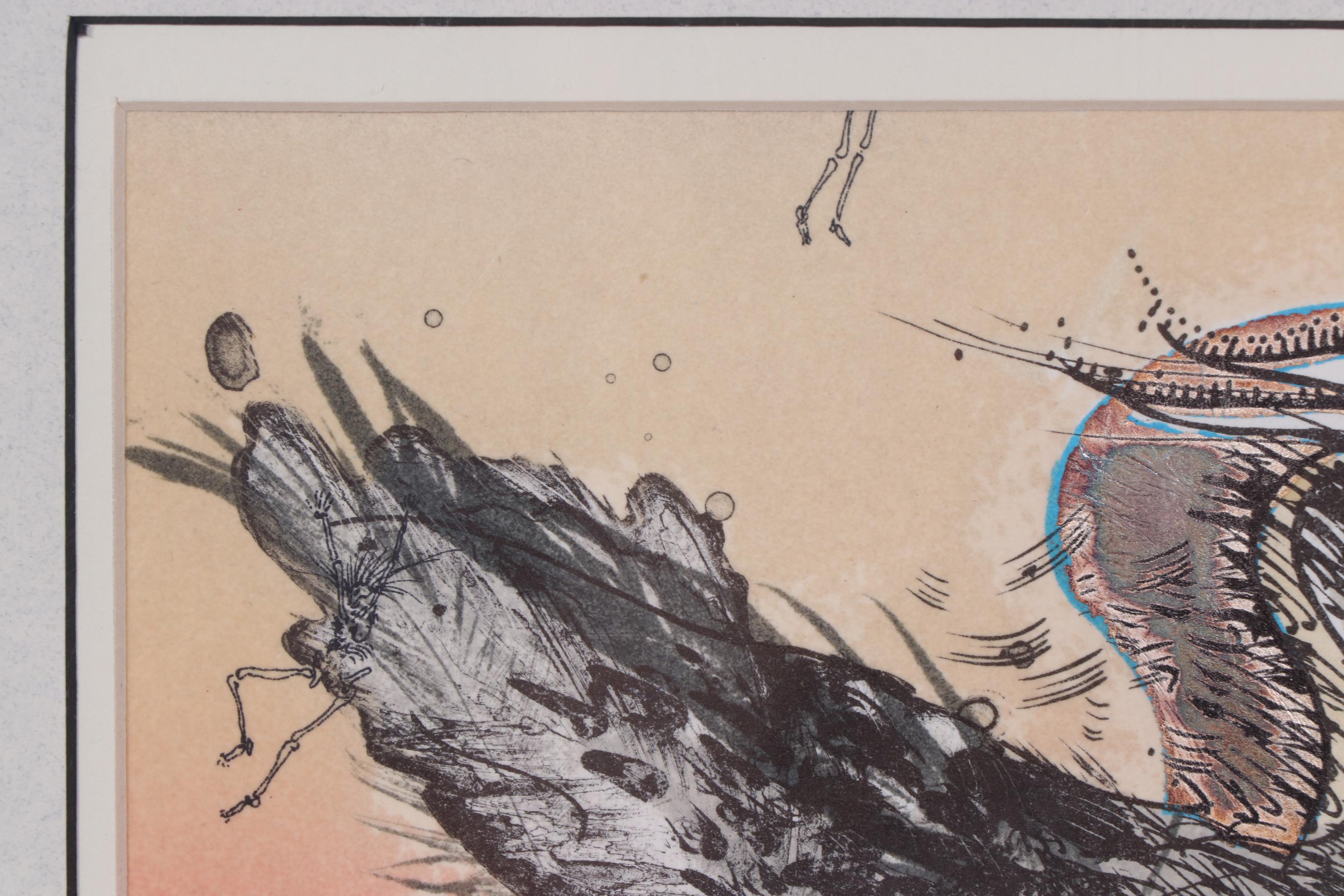 Valérie Jacobs Color Lithograph with Silver Leaf "I Left the Vessel in a Dream"