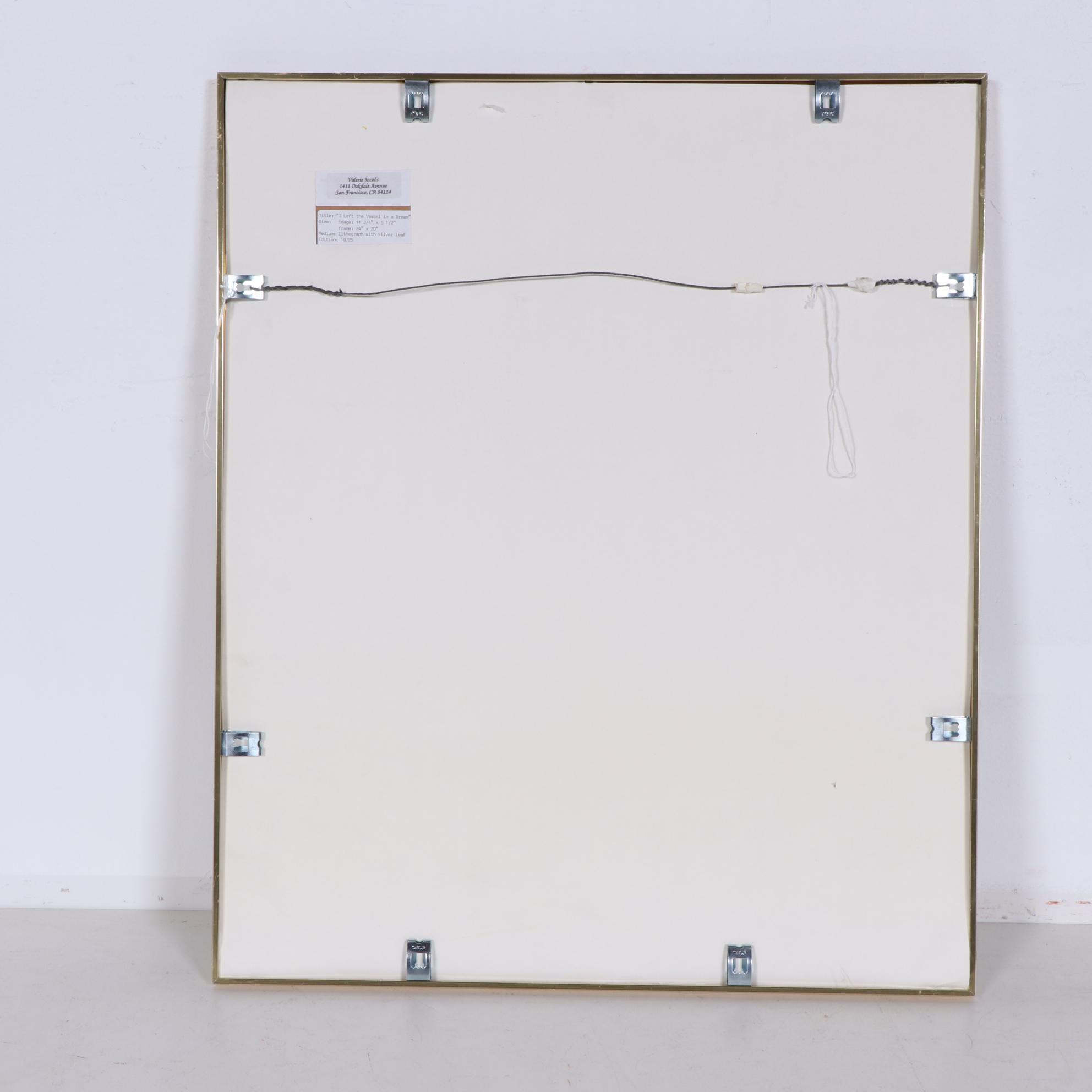 Valérie Jacobs Color Lithograph with Silver Leaf "I Left the Vessel in a Dream"