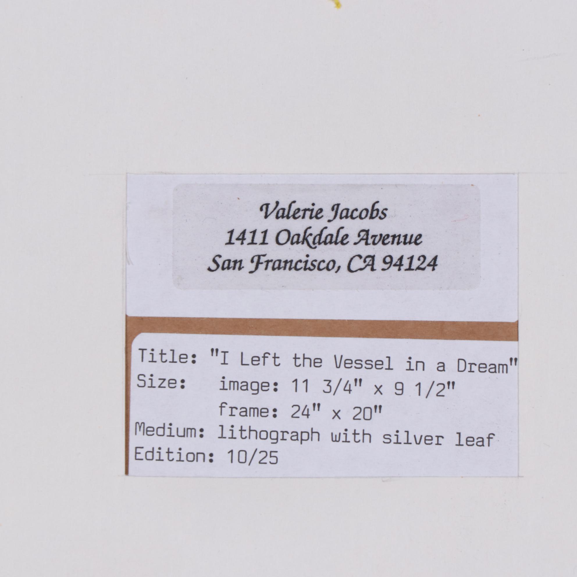 Valérie Jacobs Color Lithograph with Silver Leaf "I Left the Vessel in a Dream"