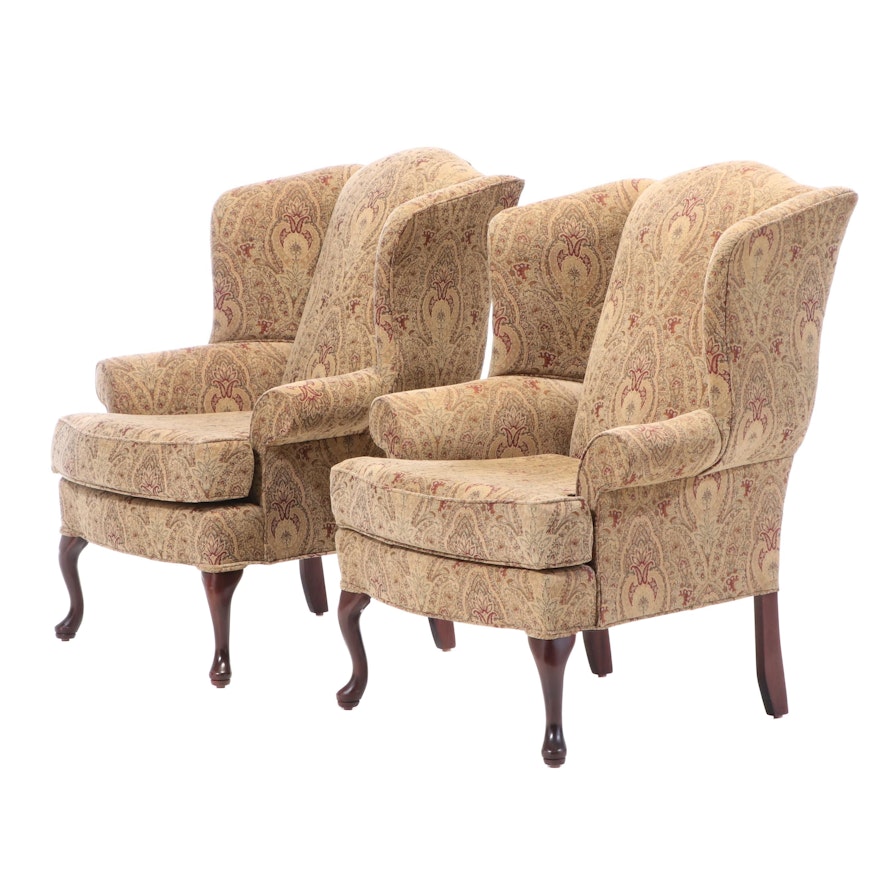 Queen Anne Style Crystal Furniture Wingback Arm Chairs, Late 20th Century