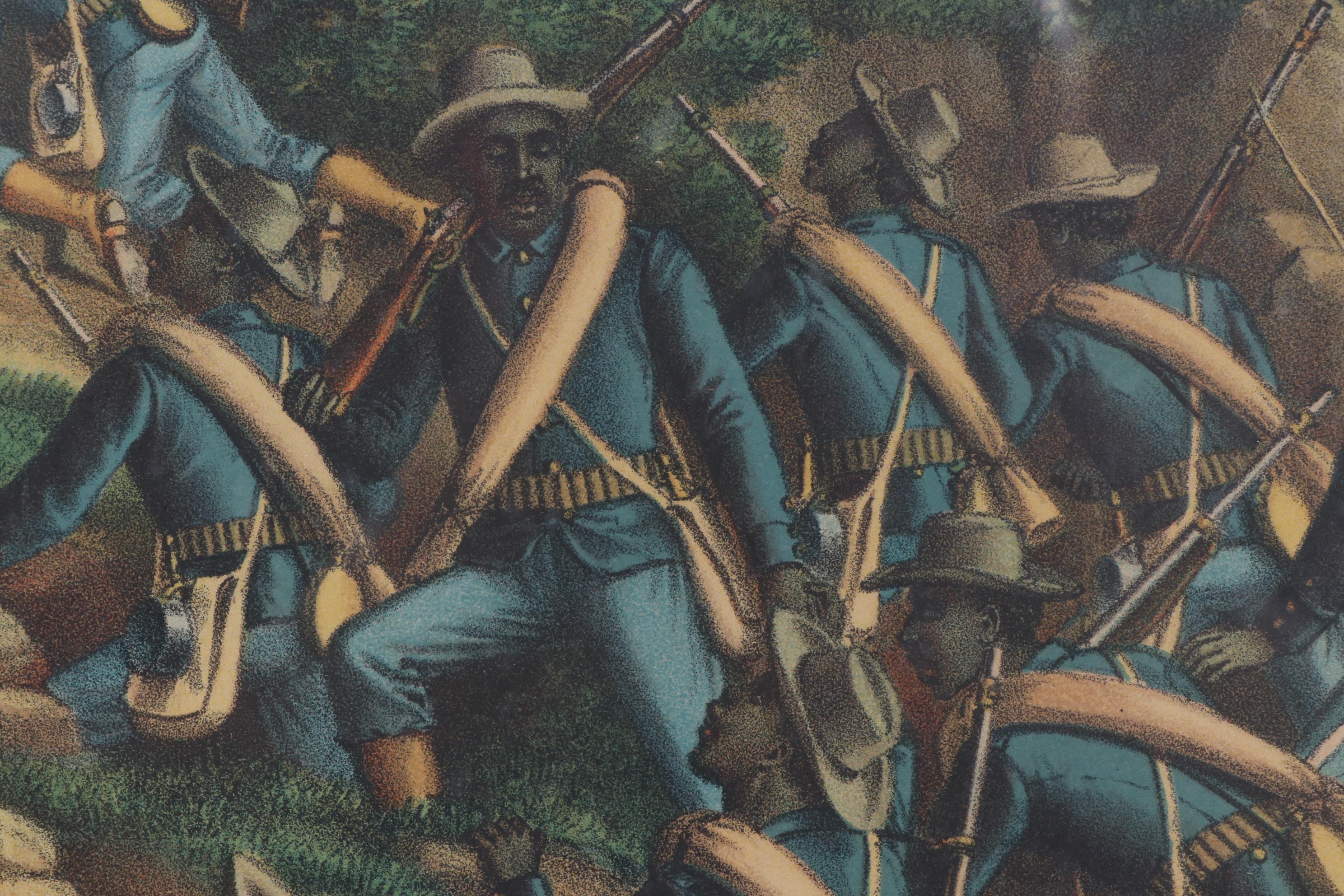 Kurz & Allison Chromolithograph "Charge of the 24th and 25th Colored Infantry"