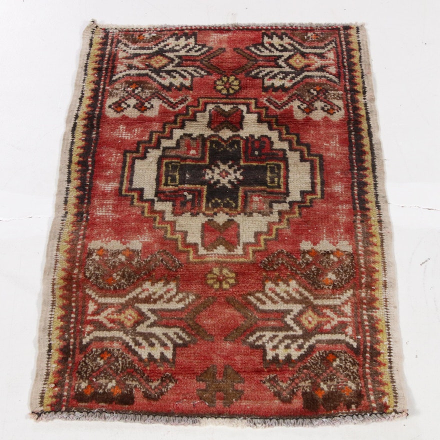 1'7 x 2'9 Hand-Knotted Turkish Village Rug, 1930s