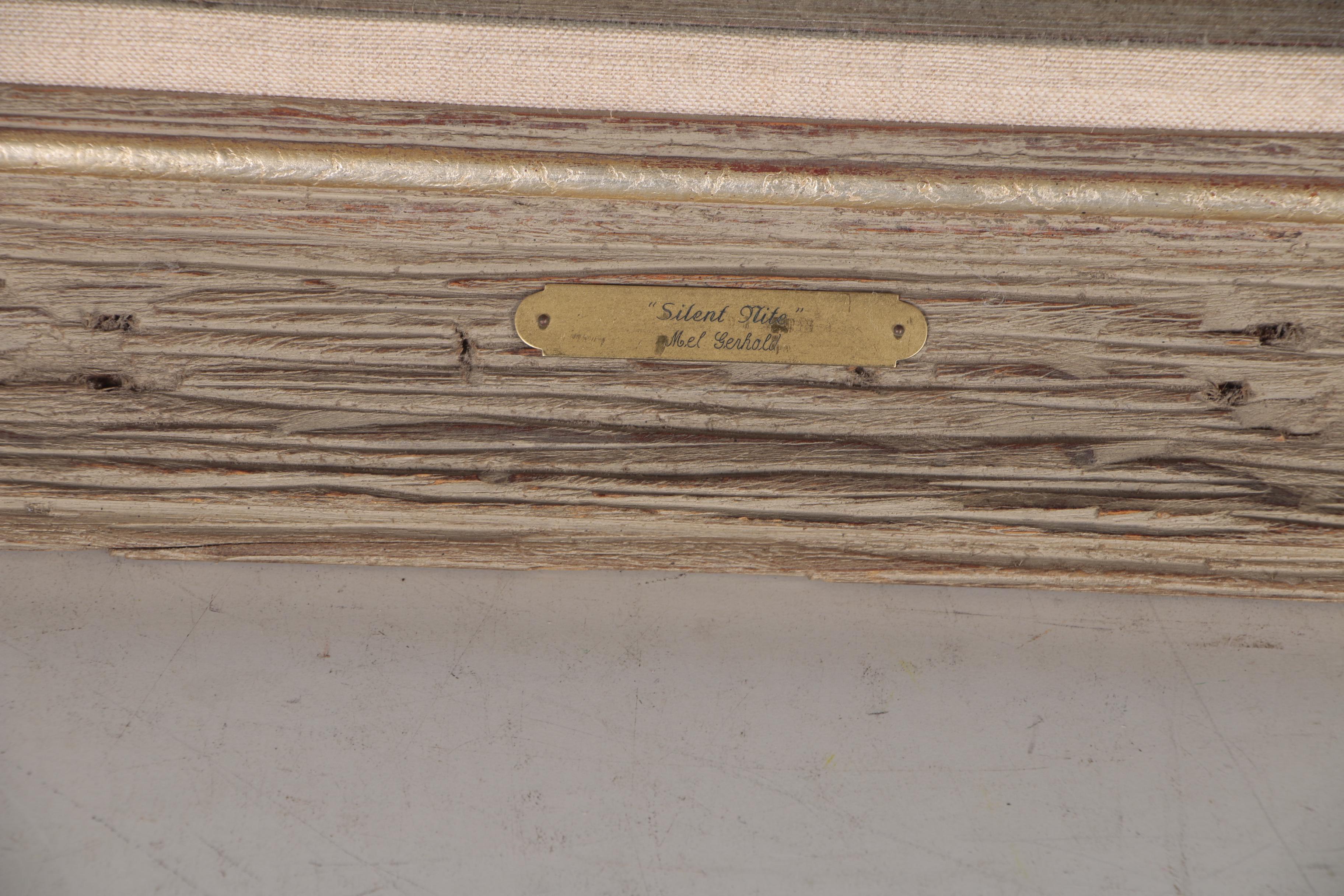 Mel Gerhold Oil Painting of Wolf in Winter Landscape "Silent Night"