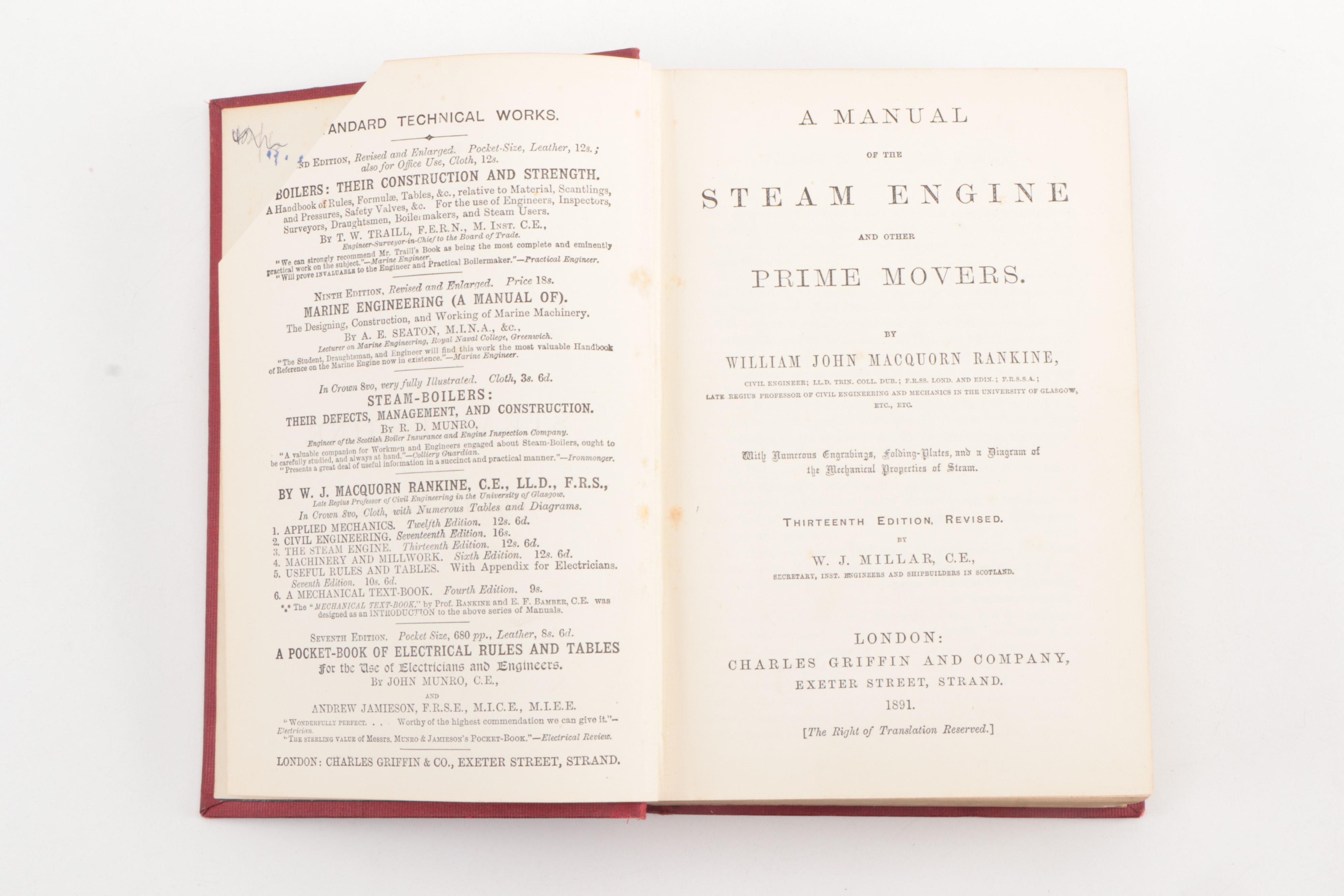 1891 "A Manual of the Steam Engine and Other Prime Movers" with Other Volumes