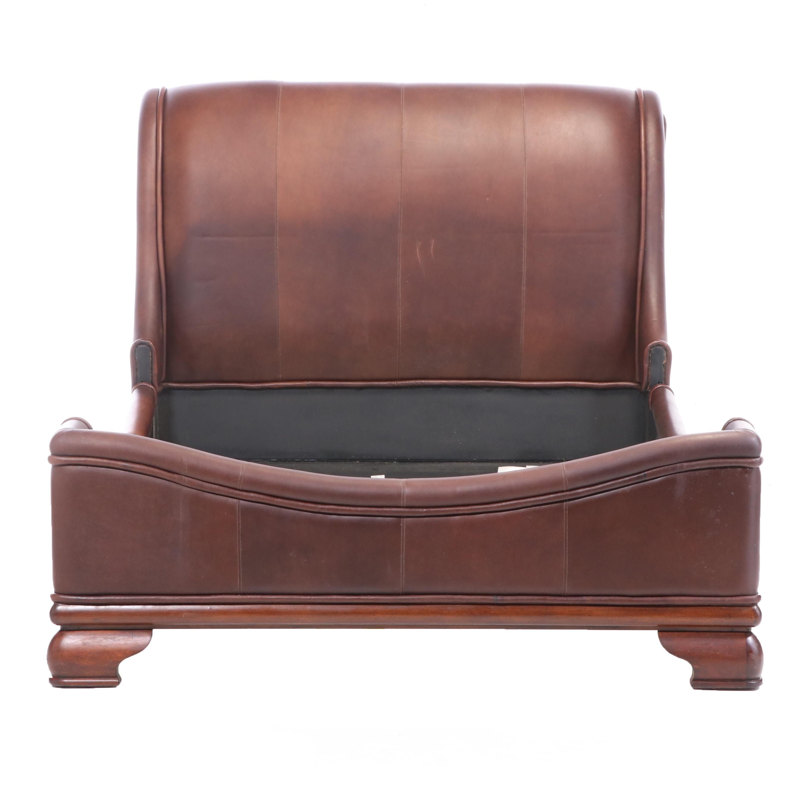 Stanley Furniture Leather Upholstered Queen Sized Bed Frame