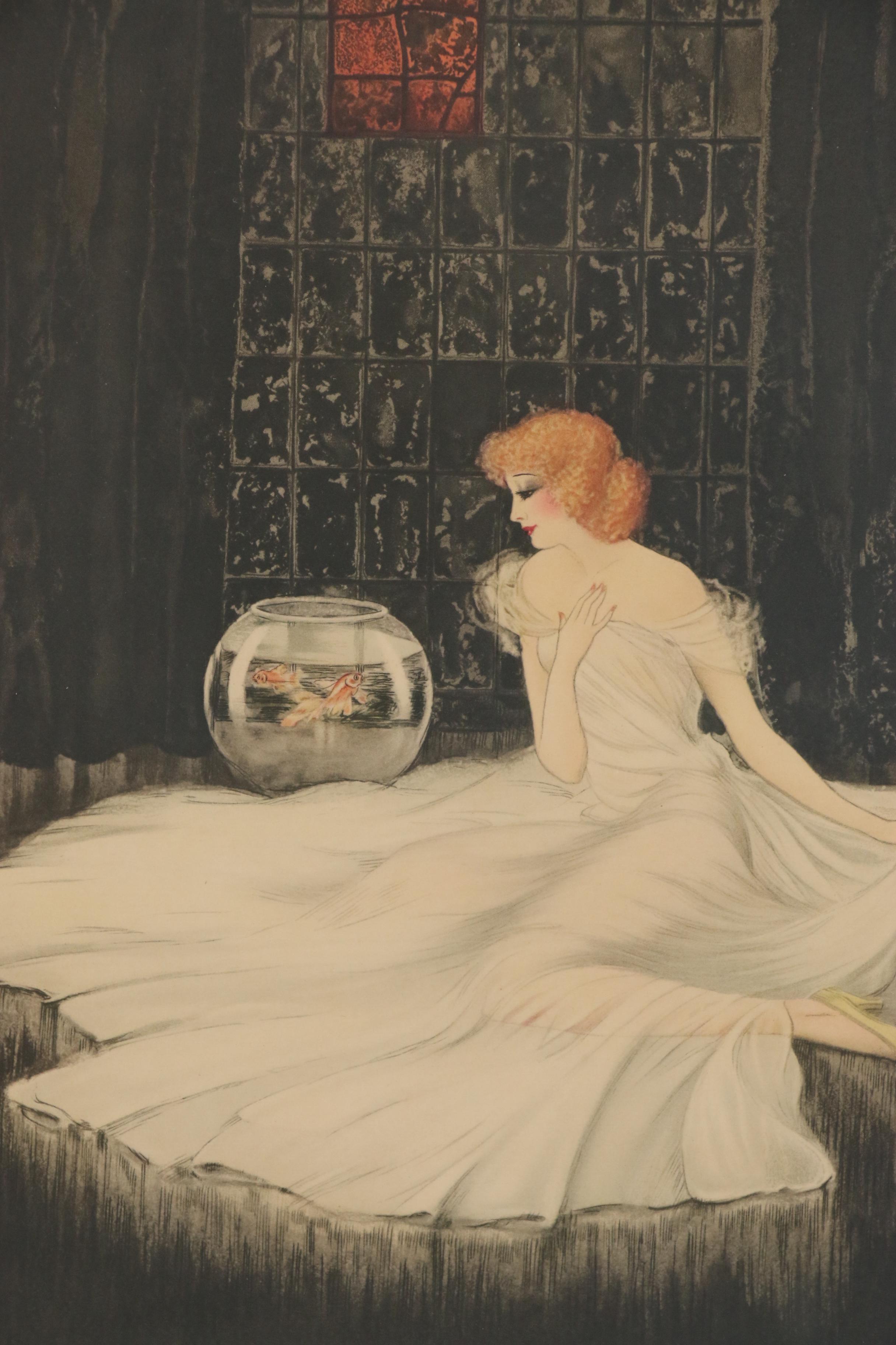 Offset Lithograph after Courcelles "Meditation"