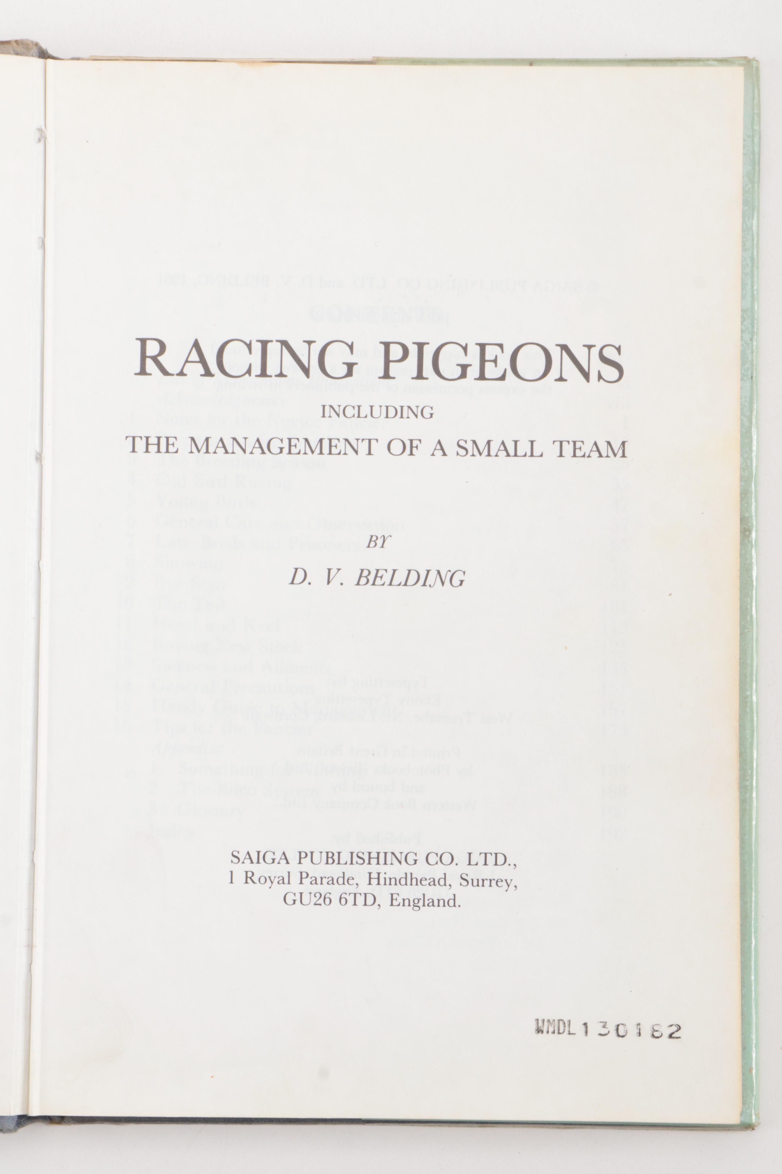 Pigeon Showing and Racing Books Featuring 1954 "The Sport of Pigeon Racing"