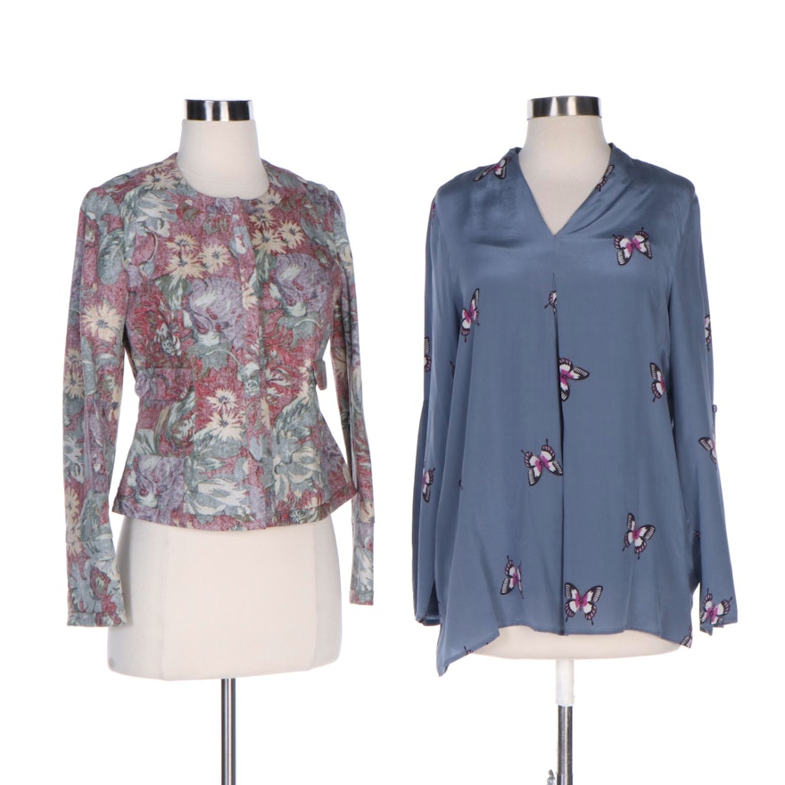 J. Peterman Cotton Trend Reversing Blazer and Silk Butterfly Tunic