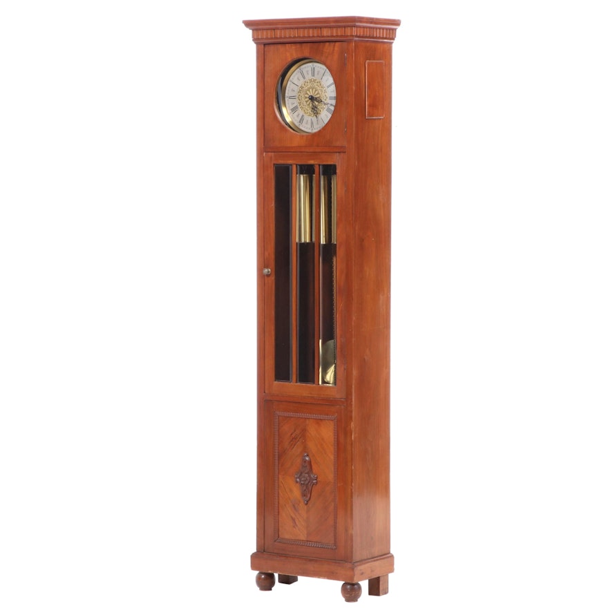 Edwardian Style Walnut Veneer Longcase Grandfather Clock