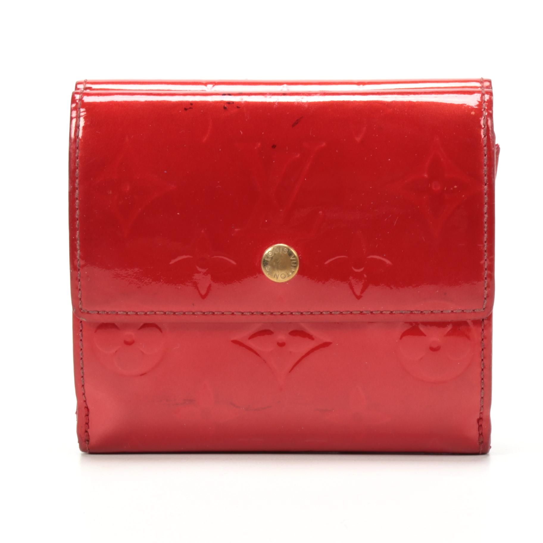 Louis Vuitton Elise Wallet in Red Monogram Vernis Leather