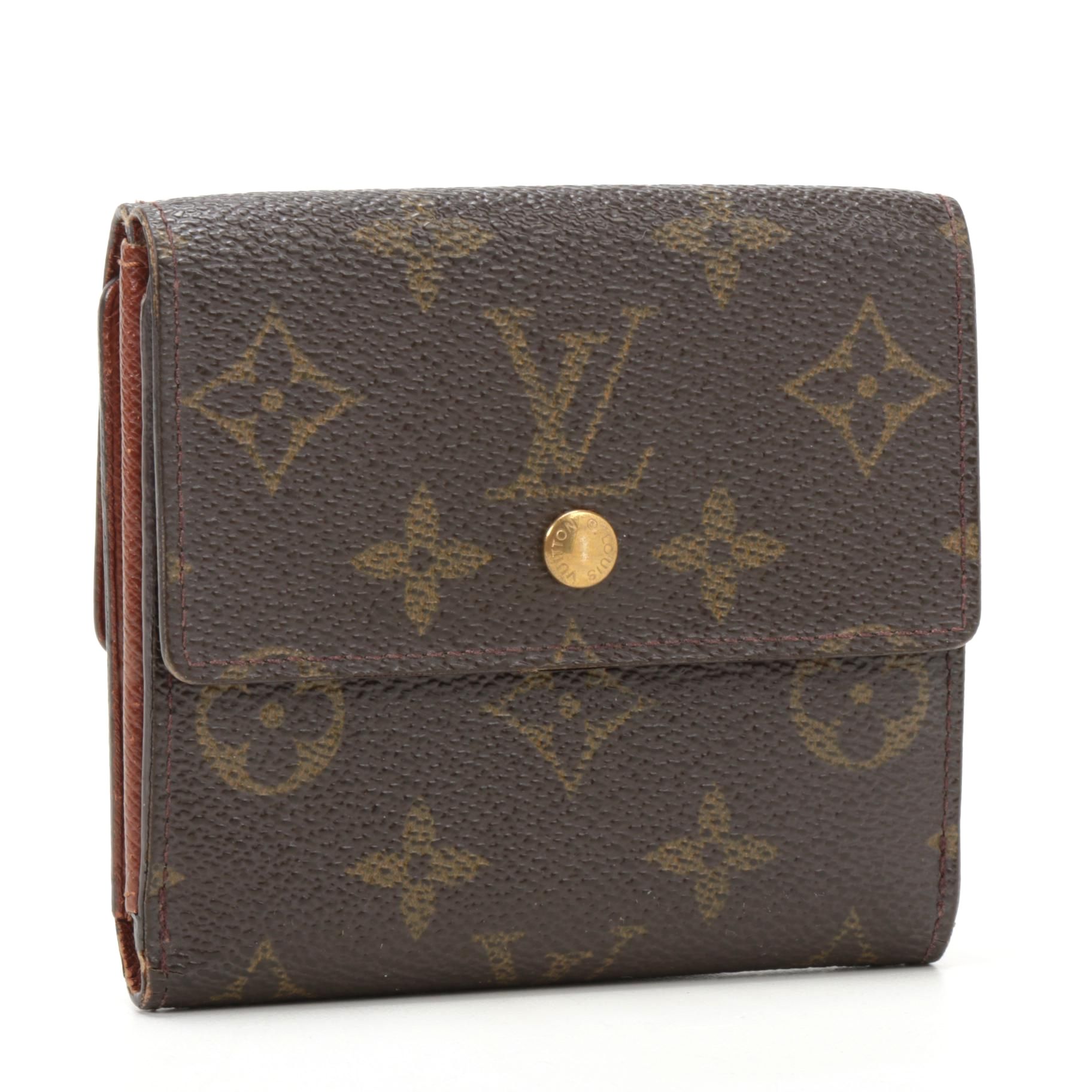 Louis Vuitton Elise Double Flap Wallet in Monogram Canvas and Leather