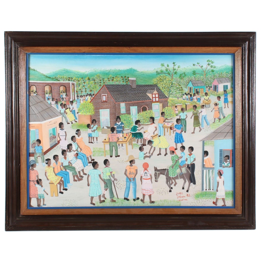 James Joseph Folk Art Acrylic Painting, 1982