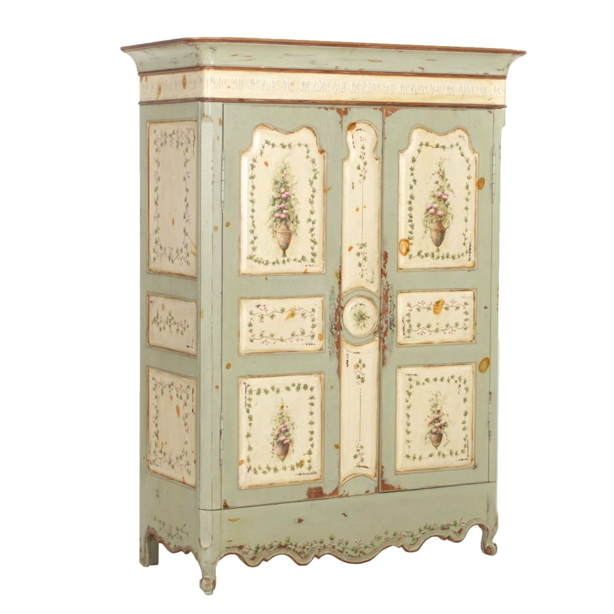 French Provincial Style Painted Wood Armoire