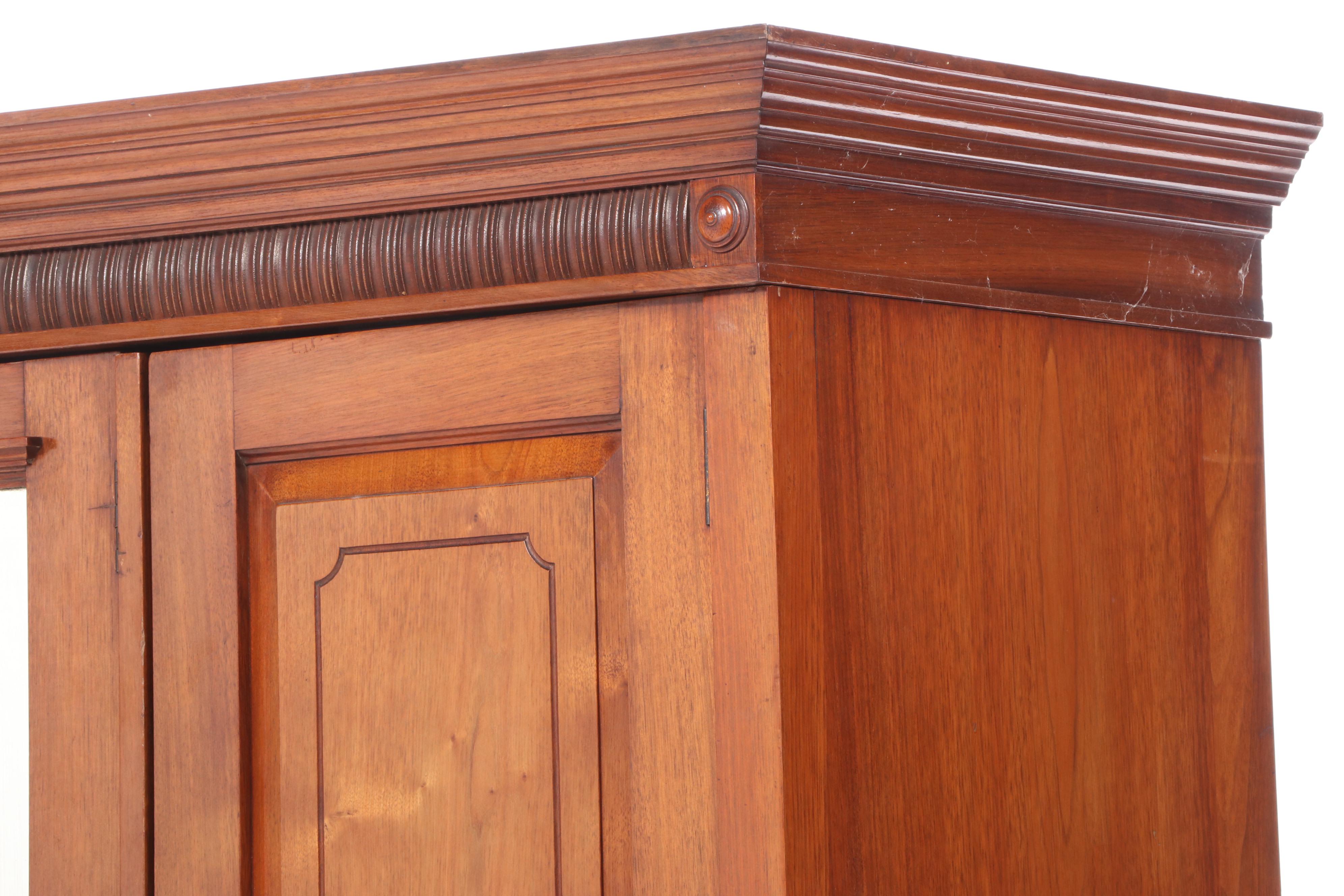 T. Simpson & Sons Victorian Eastlake Walnut Wardrobe, Late 19th Century