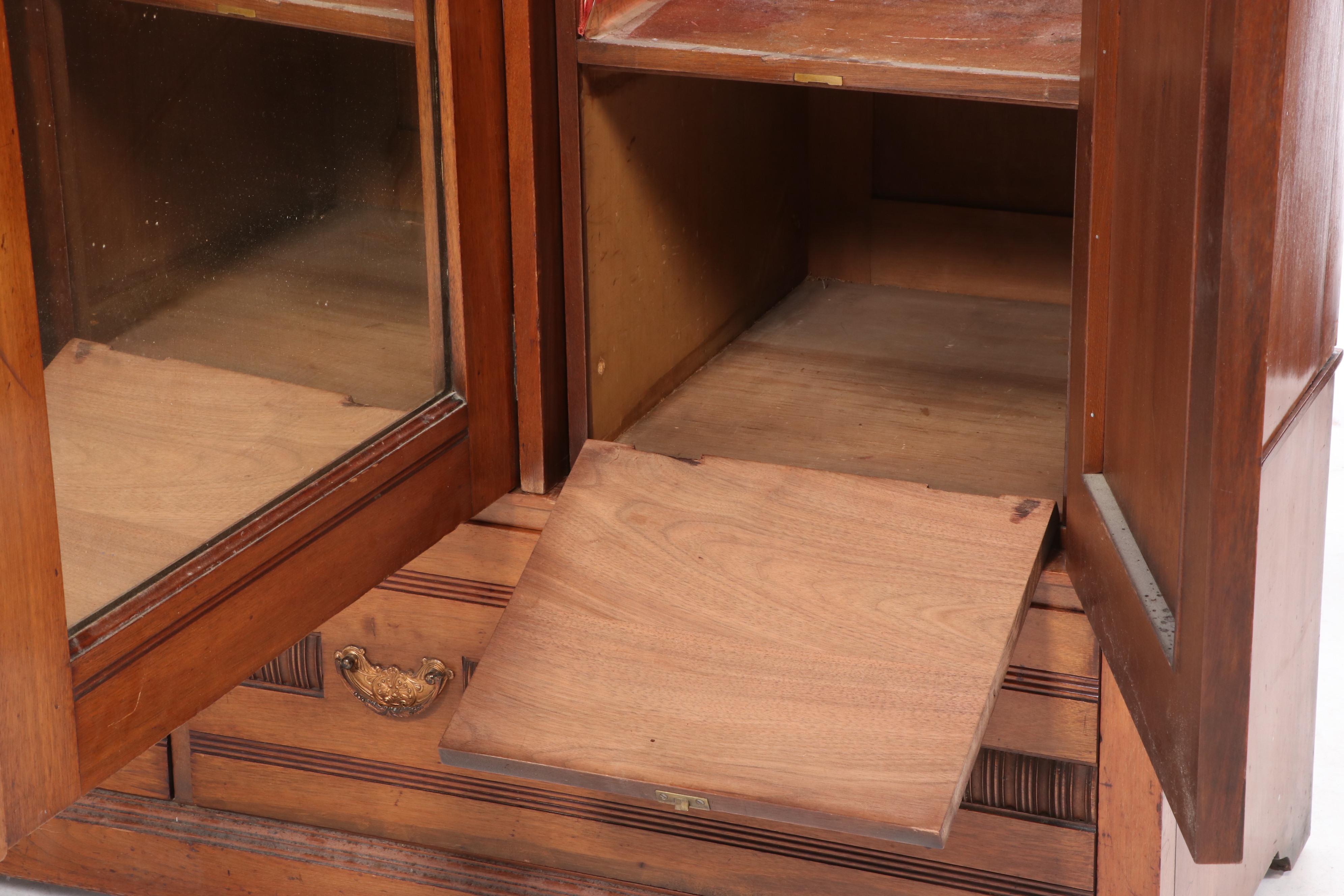 T. Simpson & Sons Victorian Eastlake Walnut Wardrobe, Late 19th Century