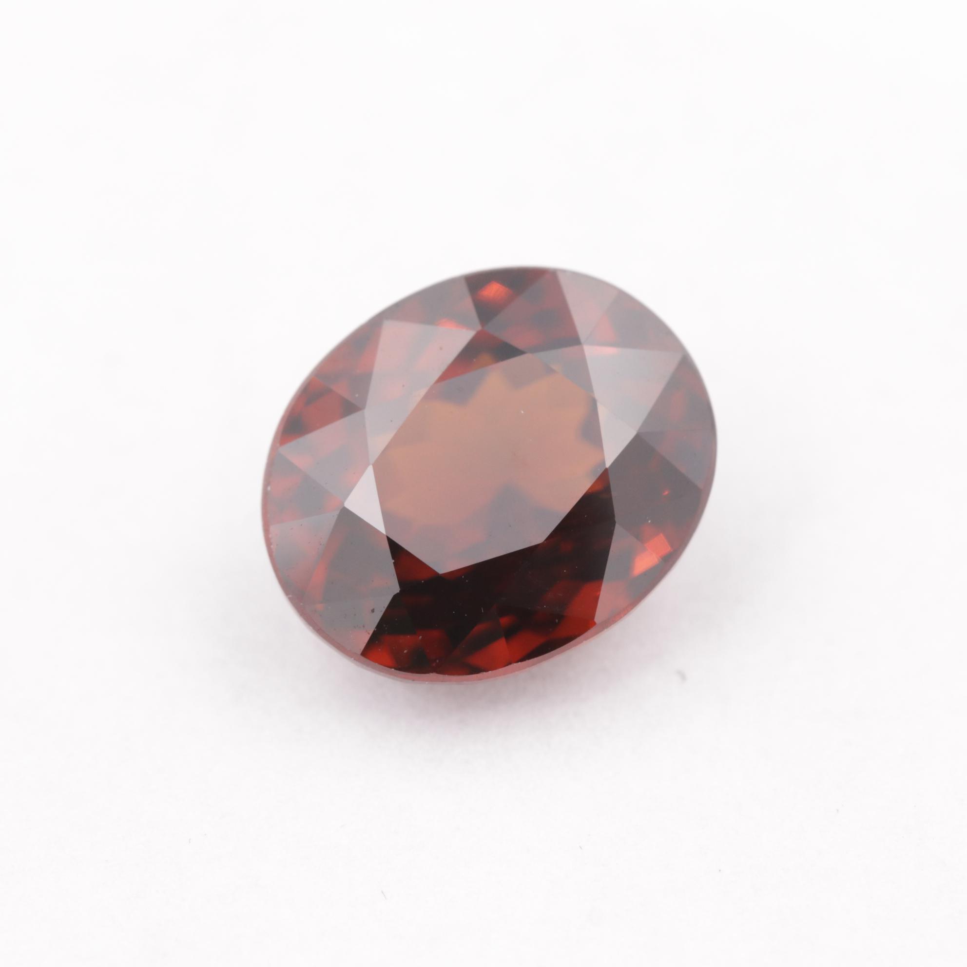 Loose 8.25 CT Oval Faceted Red Zircon