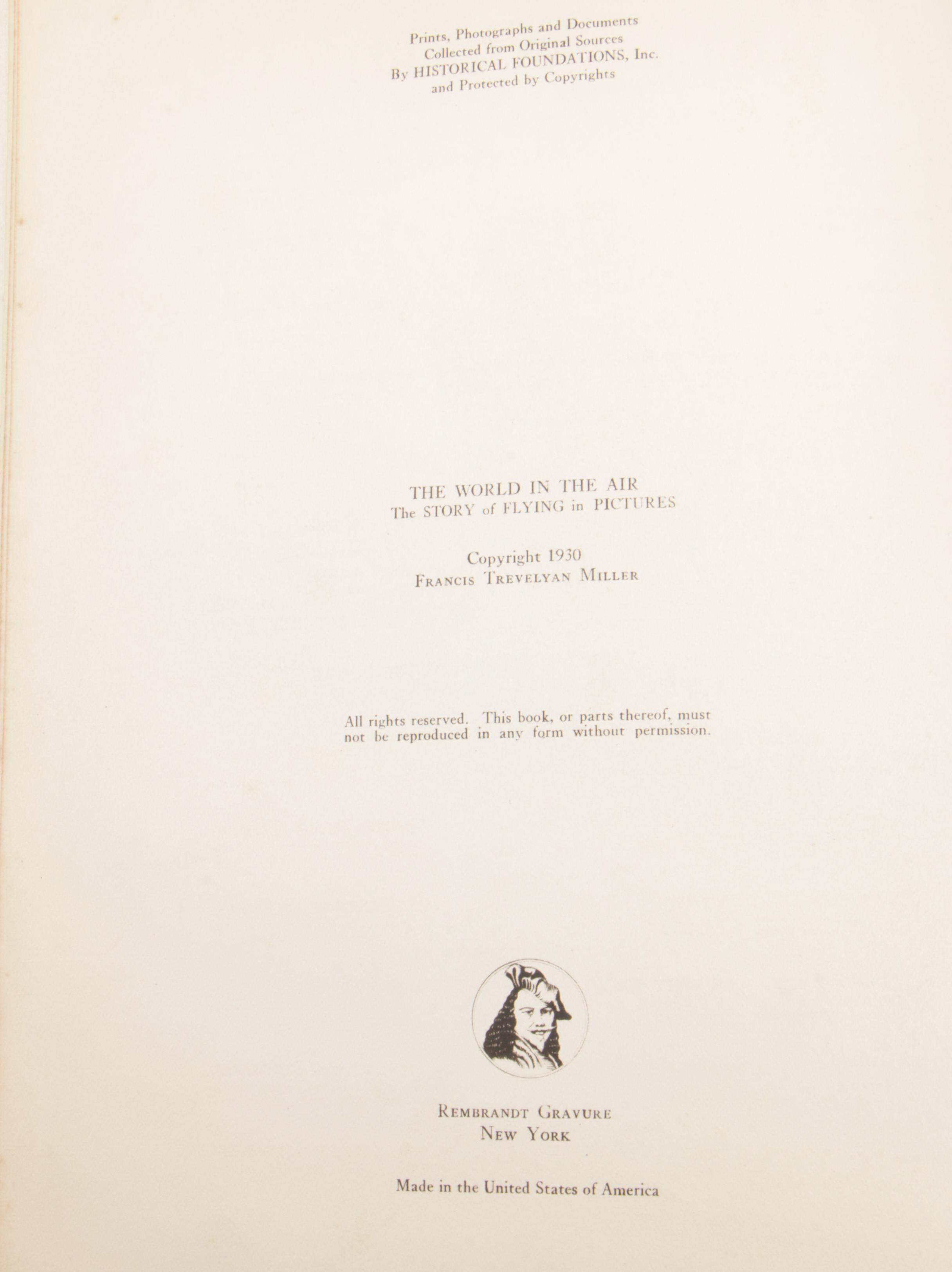 1930 First Edition "The World in the Air: The Story of Flying in Pictures"