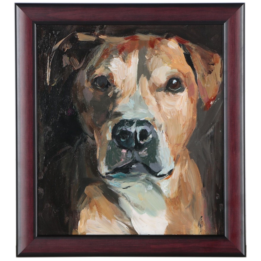 Adam Deda Dog Oil Portrait "Pitbull"