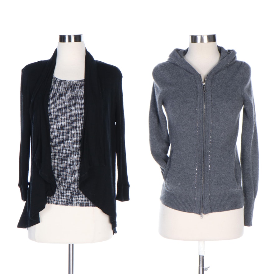 Armani Collezioni Tank Top, Theory Cardigan and Juicy Couture Cashmere Hoodie