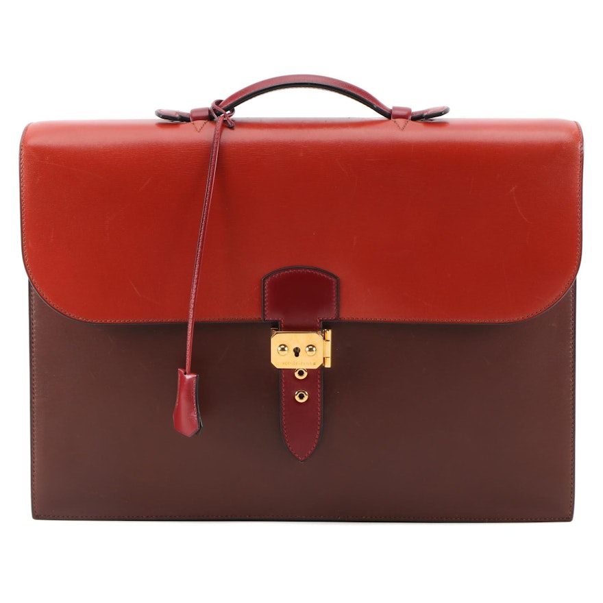 Hermès Multi-Tonal Box Calf Leather Briefcase