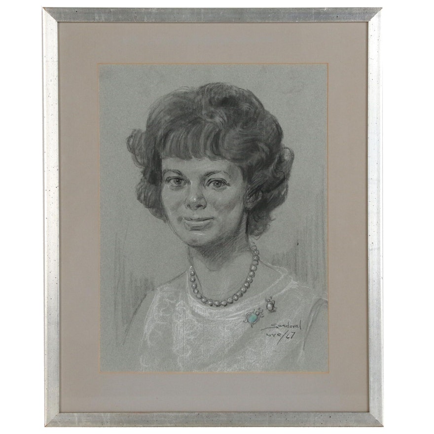 Charcoal Drawing Portrait of a Woman, 1967