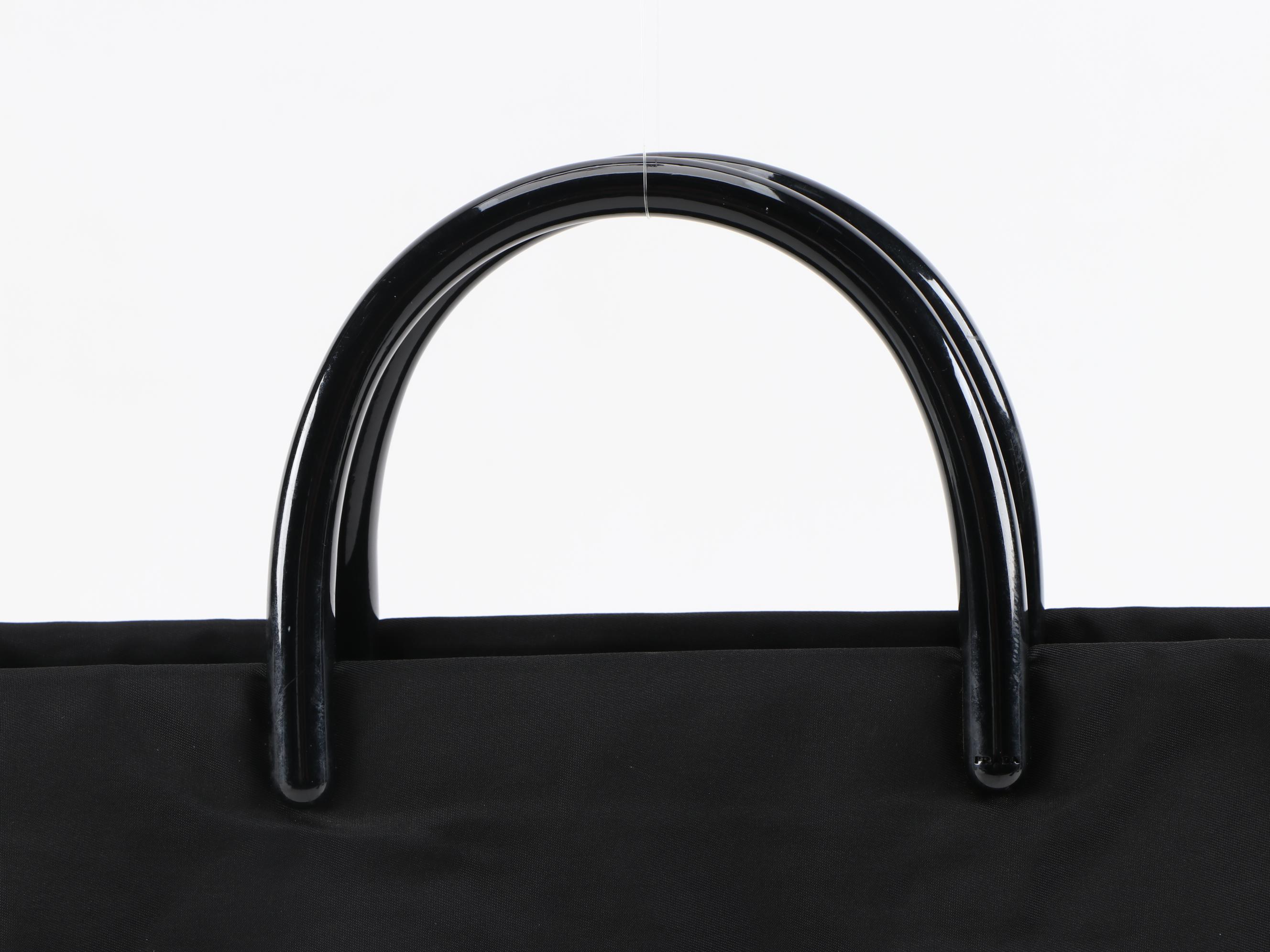 Prada Black Tessuto Nylon Structured Tote with Resin Handles