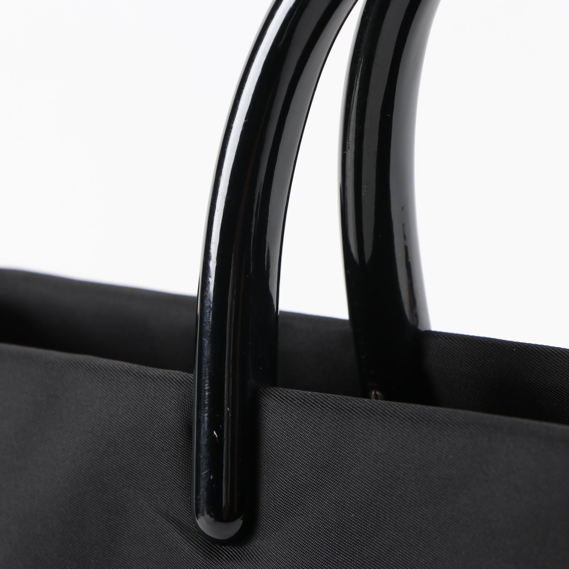 Prada Black Tessuto Nylon Structured Tote with Resin Handles