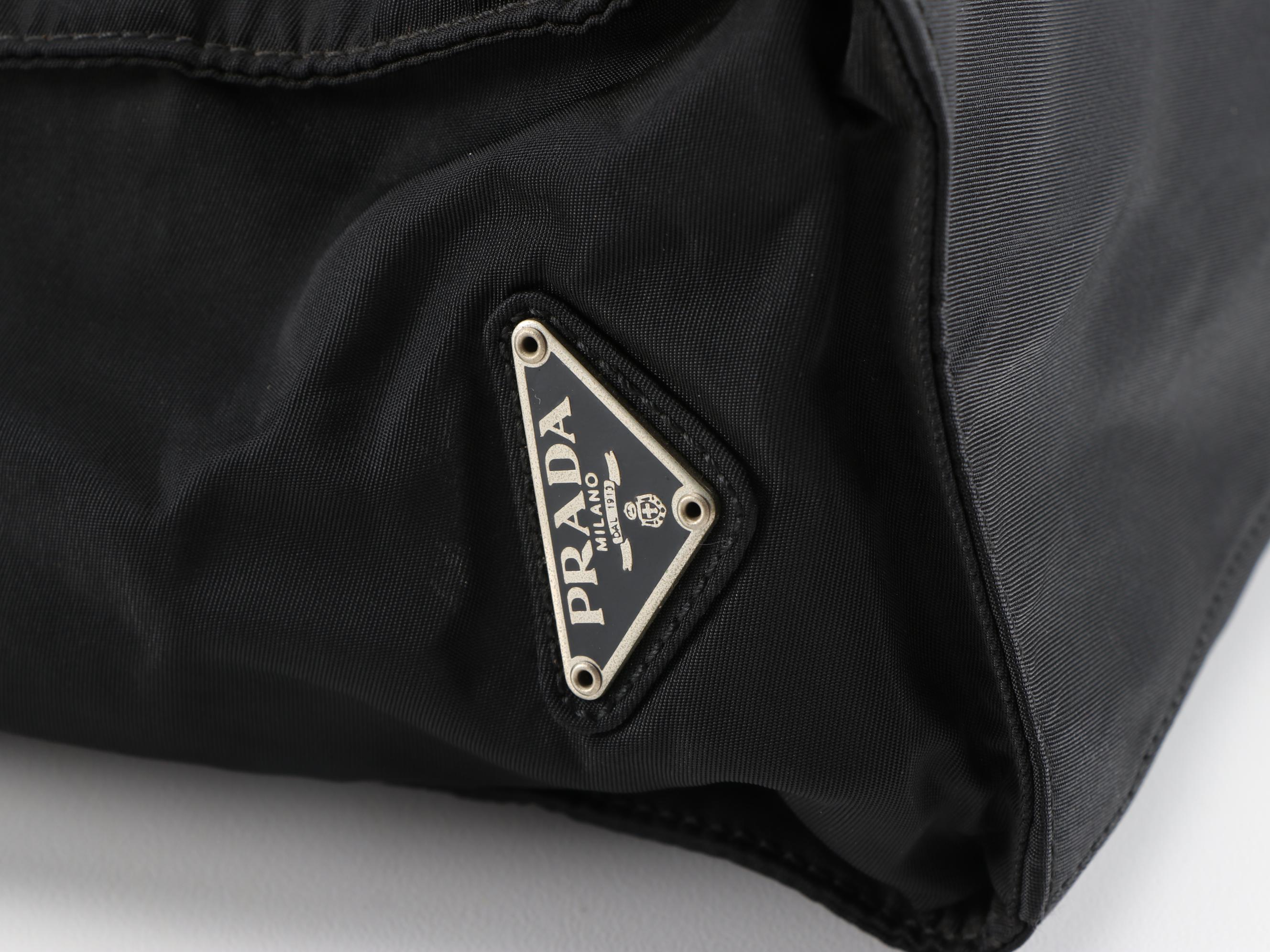 Prada Black Tessuto Nylon Structured Tote with Resin Handles