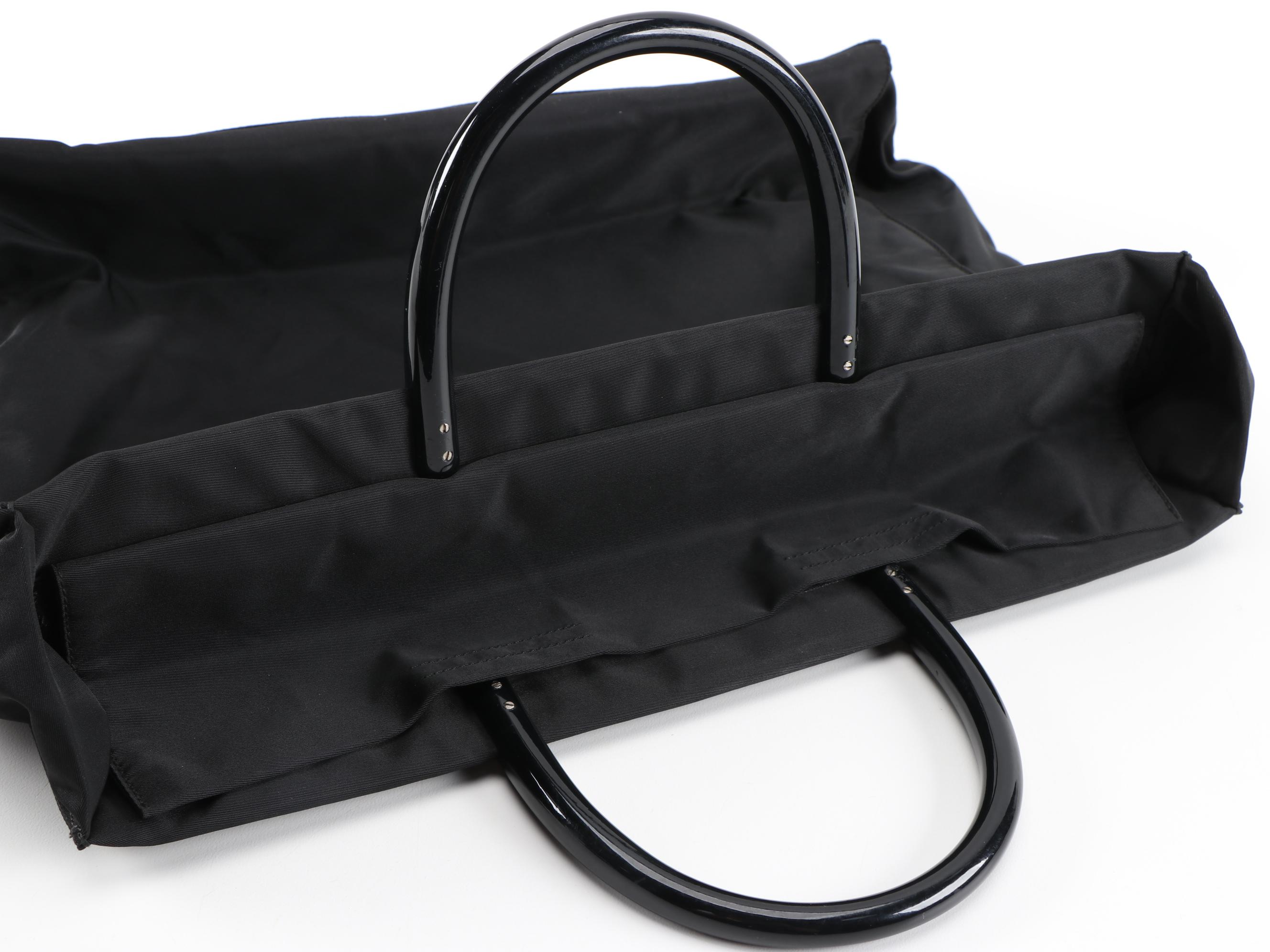 Prada Black Tessuto Nylon Structured Tote with Resin Handles