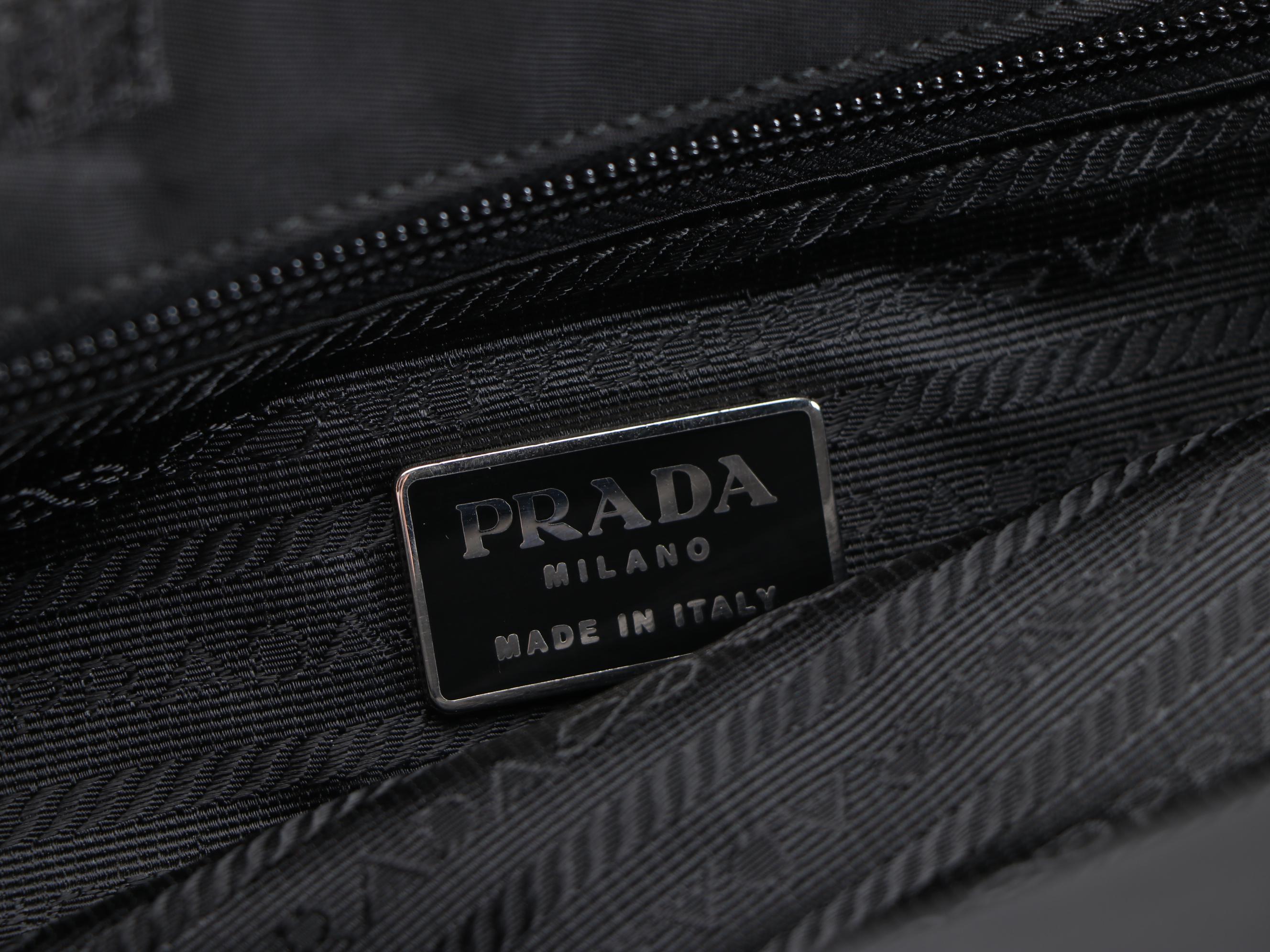 Prada Black Tessuto Nylon Structured Tote with Resin Handles