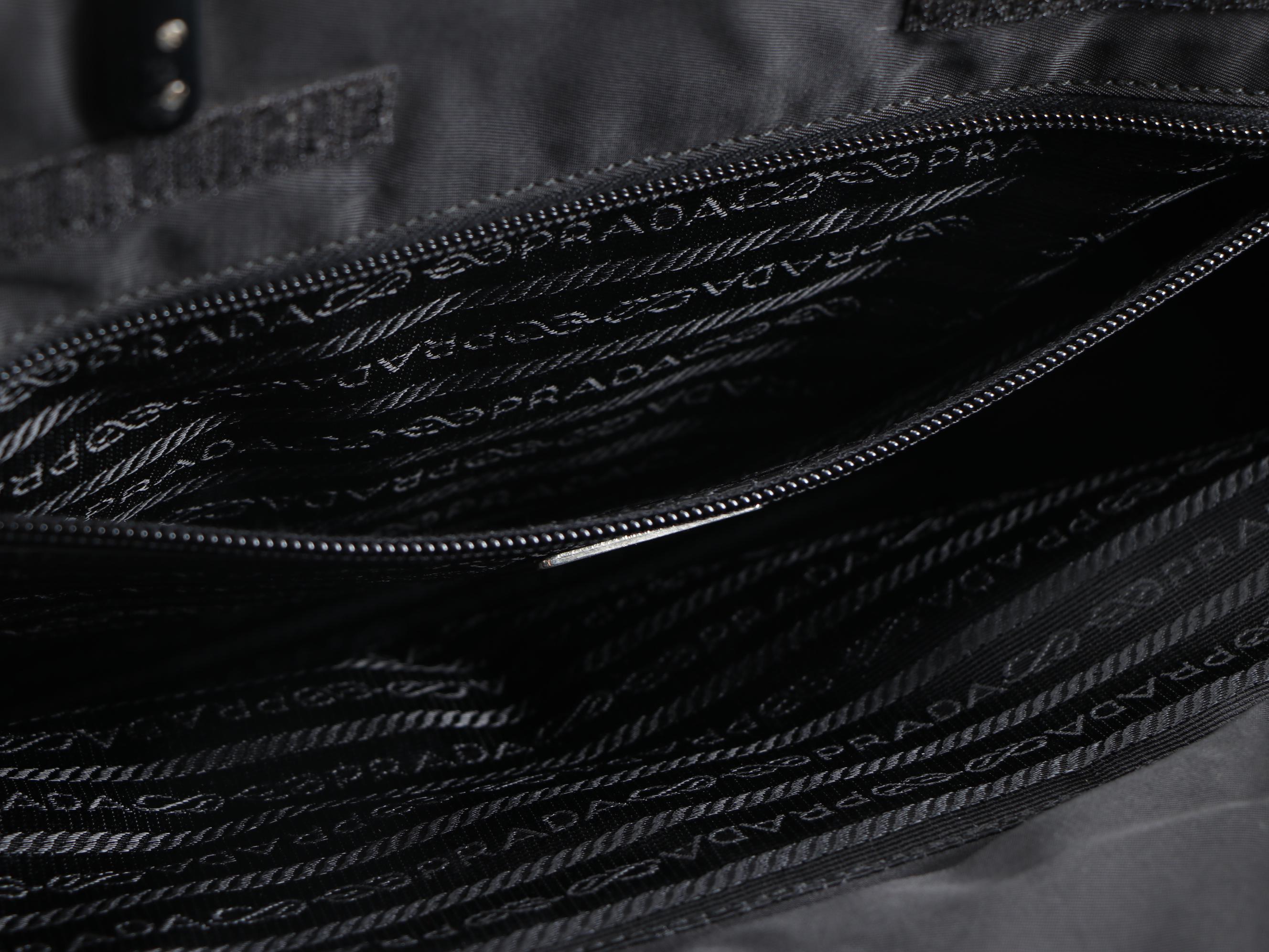 Prada Black Tessuto Nylon Structured Tote with Resin Handles