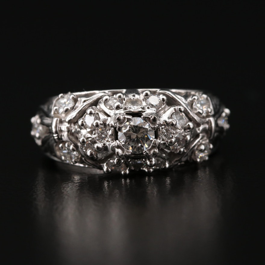 14K White Gold Diamond Ring